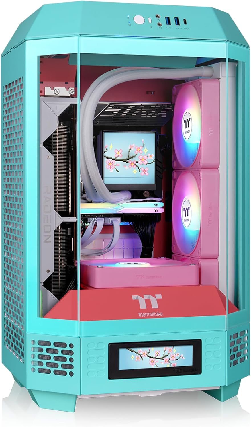 Thermaltake the Tower 250 Tempered Glass Mini Tower Case Mint Strawberry Edition, CA-1Z9-00SLWN-00 image number 1