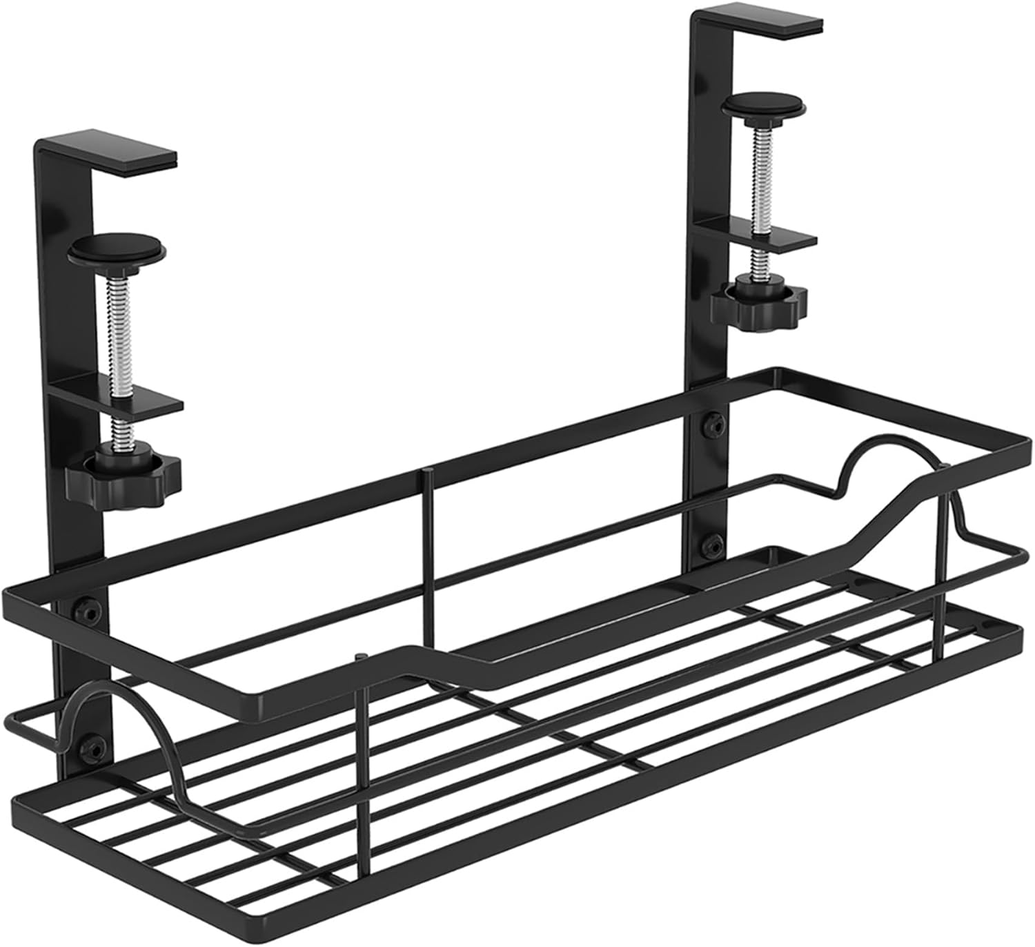 Virellisee 2 Pack under Desk Cable Management Tray No Drilli, Metal Cable Tray with Clips for Desktop Socket Management, Cord Organizer for Office and Home (Black) image number 3