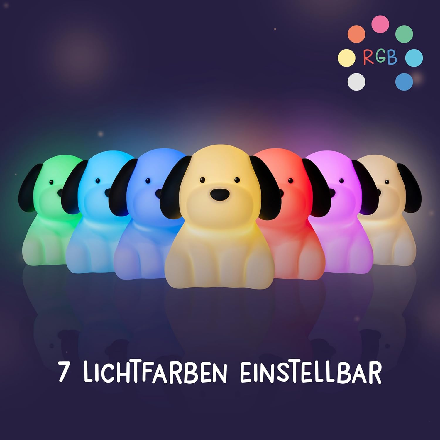 Megalight Benny Beagle Kids Night Light RGB Color Changing Timer Baby Night Light Warm White Battery Sleep Aid Dimmable Nursing Light Lamp