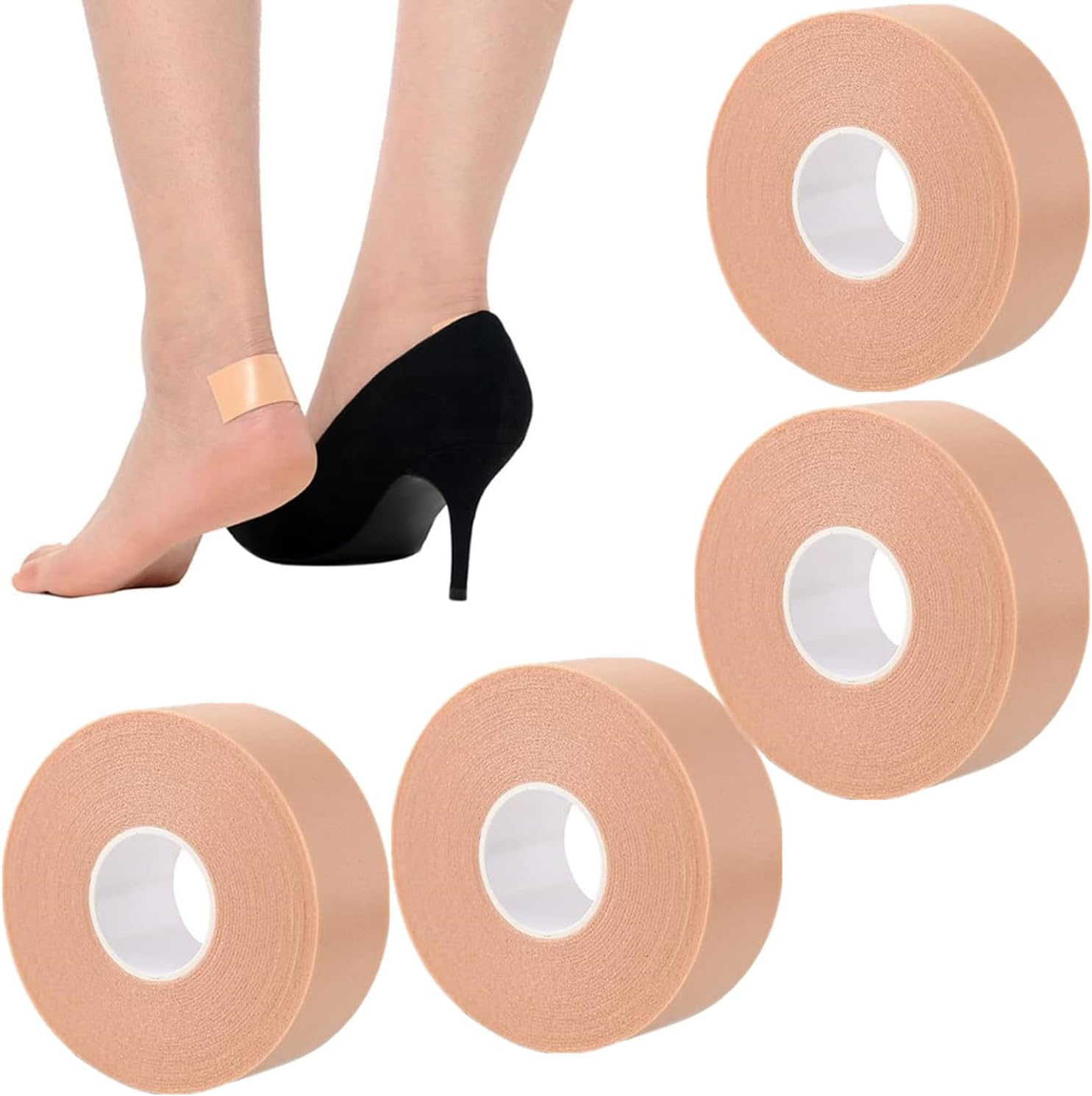 4 Rolls Feet Moleskin Tape, 2.5Cm X 5M Moleskin Plasters Padding Bandage for Toe Finger Hand Anti-Slip Adhesive High Heel Sticker Patches Protection Strips for Blisters Prevention and Healing image number 3