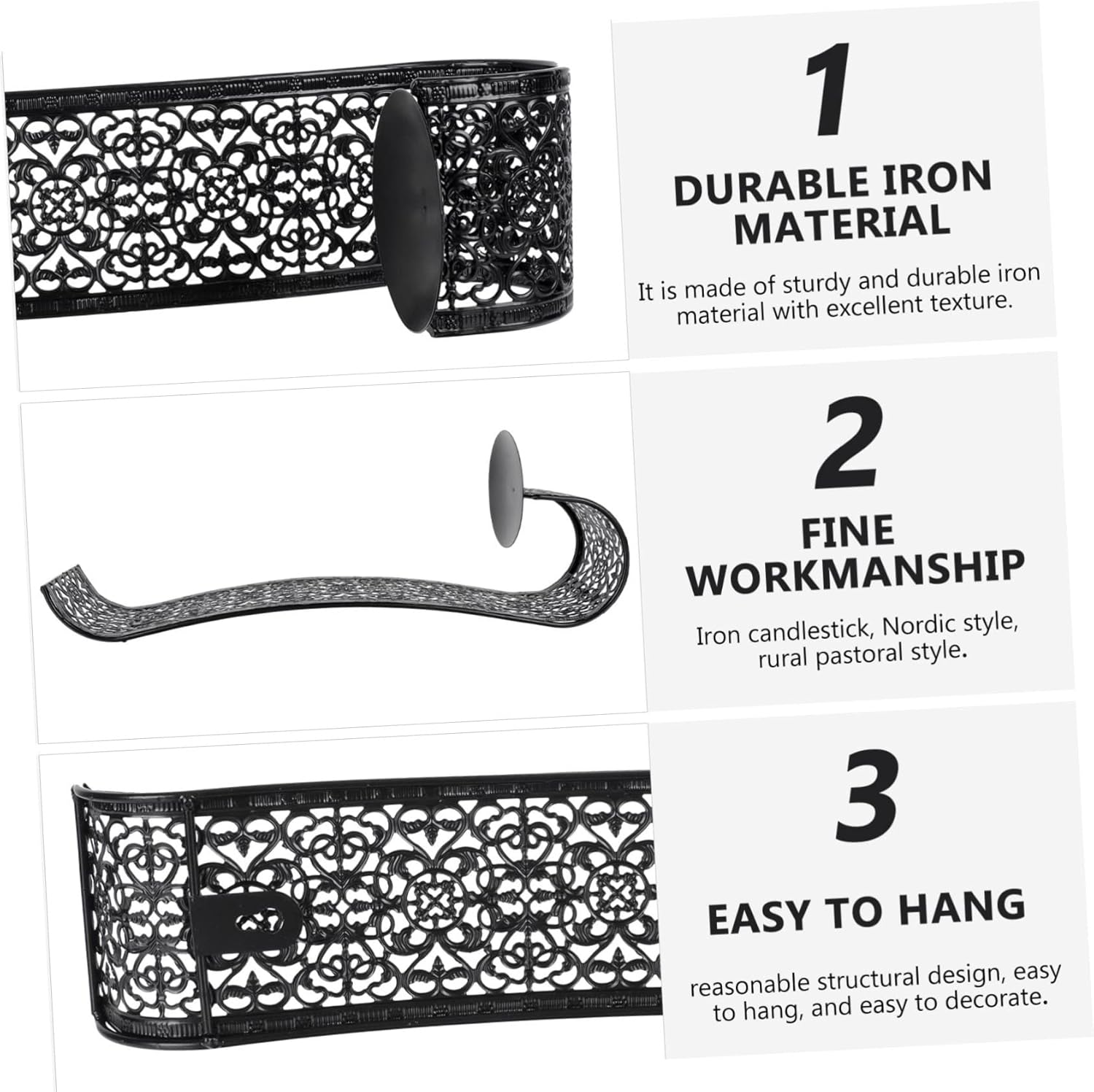 CORHAD Iron Wall Candle Holder European Style Retro Design Wall Hanging Candlestick for Home Decor Suitable for Living Made of Iron Material Provides Unique Decorative Touch as Candle image number 4