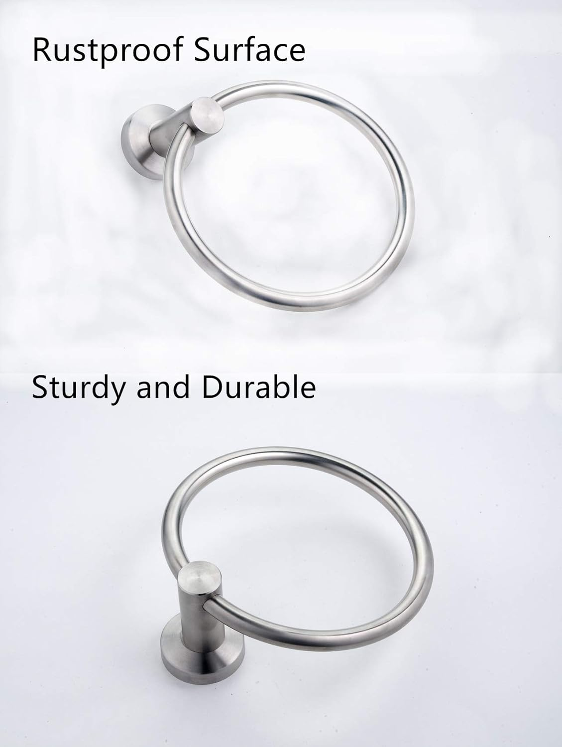 Towel Ring Brushed Nickel, Bath Hand Towel Ring Stainless Steel Adhesive No Drill Hanging round Towel Holder for Bathroom - Brushed Gold image number 5