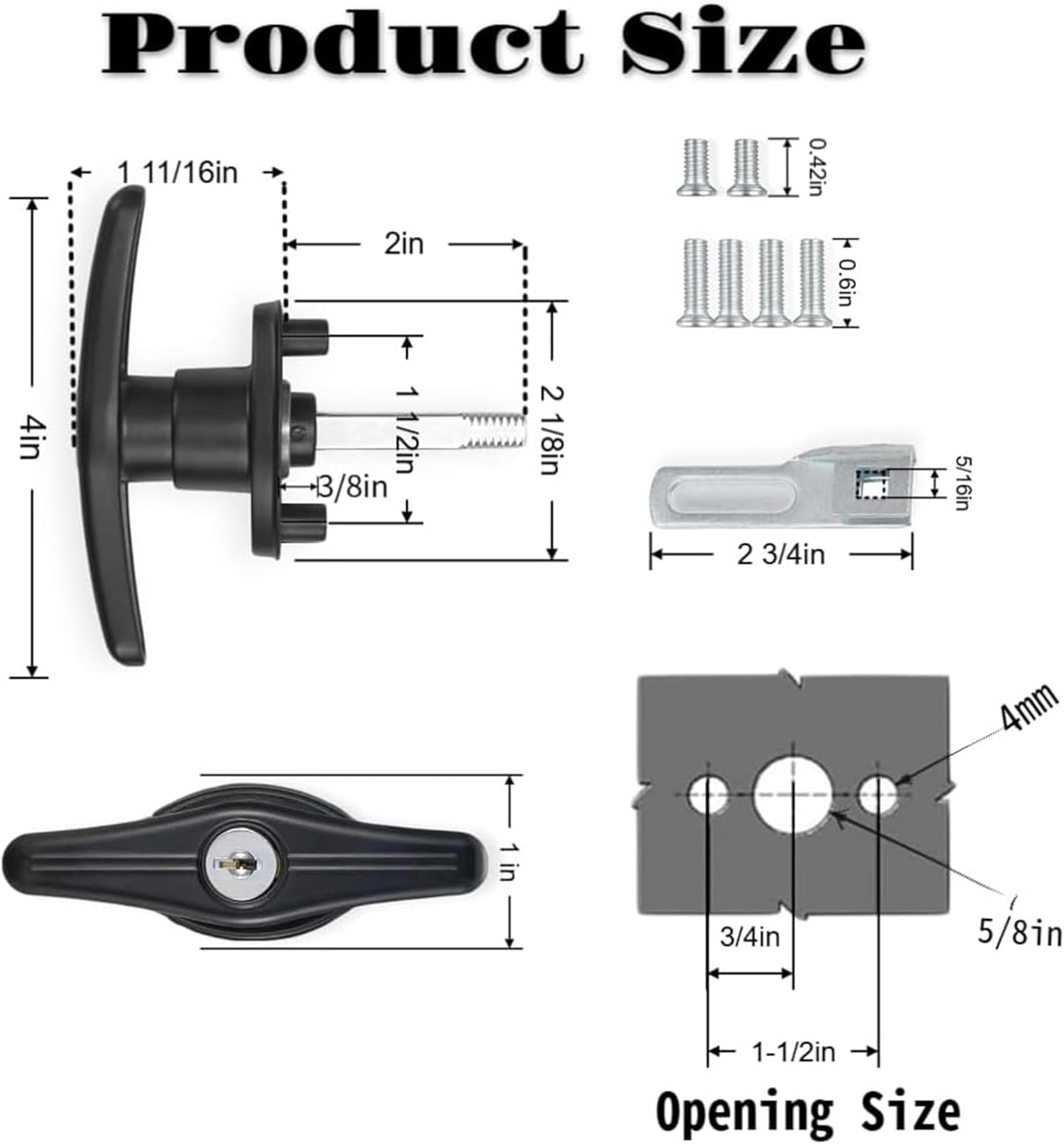 2PCS Keyed-Lock T-Handle Kit for Truck Camper Shell - Black Key-Alike T-Latch Handle,Left & Right Hand Locking Accessories for Most Truck Caps image number 4