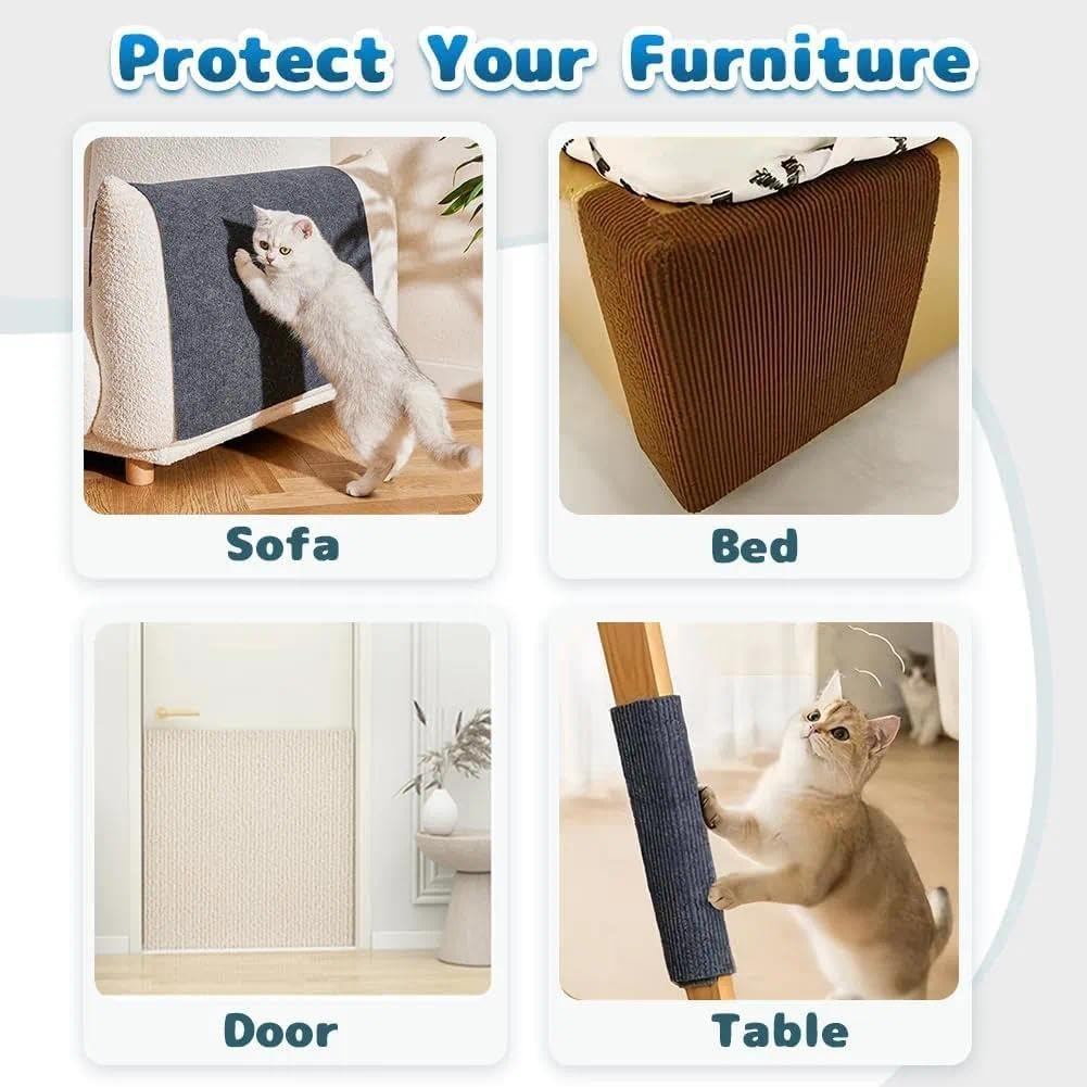Cat Scratcher Mat-Trimmable Adhesive Cat Scratch Furniture Protector Pad for Wall, Couch & Floors -Durable Polyester Fiber,Beige, 40X100Cm,- Compatible with Wood, Plastic, Glass, and Leather- Haheihei - Beige image number 6