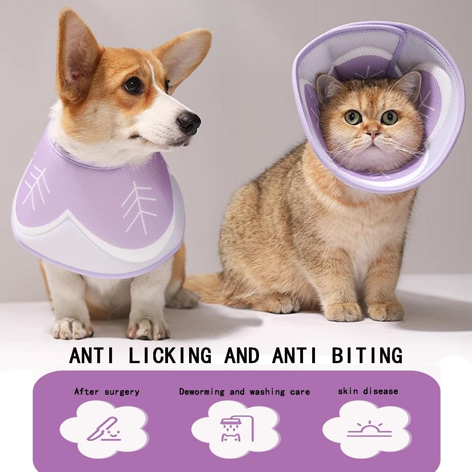 Cat Cone Collar to Stop Licking, Adjustable Elizabethan Collars, Soft Pet Recovery Collar for Kitten, Breathable Mesh Cat Cone after Surgery, Cat E Collar Prevent from Scratching Wounds(M) image number 4