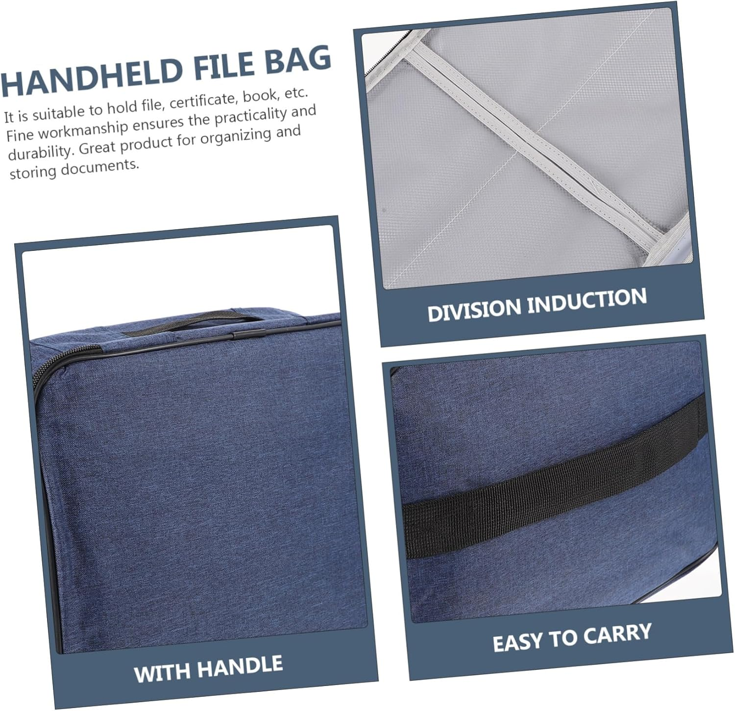 Parliky Handheld File Storage Pouch for Important Documents Document Organizer Photo Organizer Travel Lock - Navy image number 6