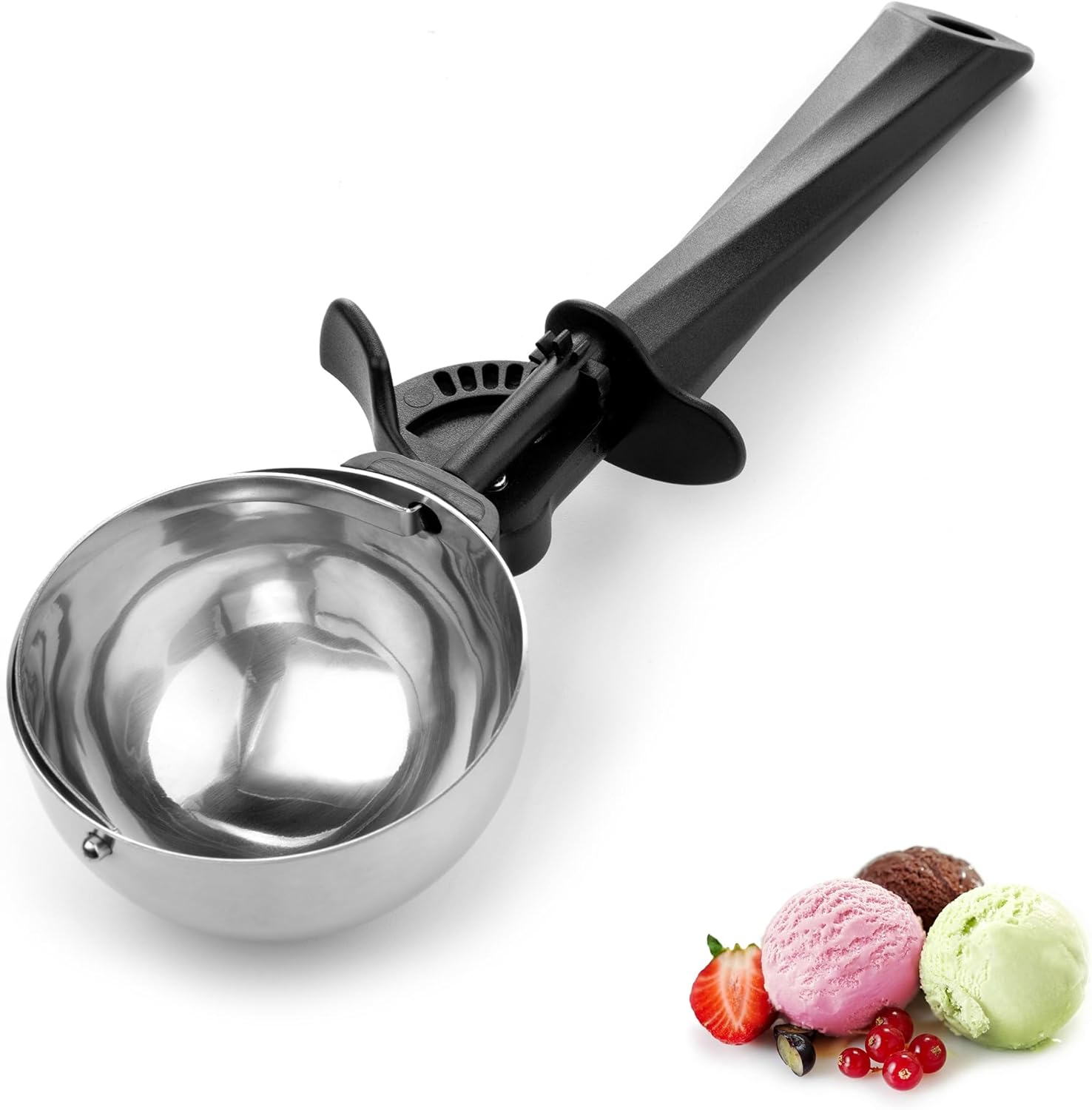 Stainless Steel Ice Cream Scoop, 8.7 Tbsp, Ice Ball Scoop, 130 Ml with Trigger and Comfortable Handle for Ice Cream Ball, Baking, Melon Ball, Ice Cream Scoop, Size 80 Mm image number 5