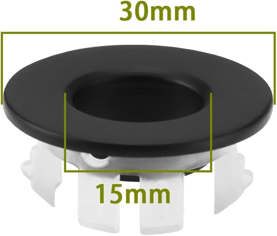 VGOL 6PCS Basin Sink Overflow Cover Black Brass Insert Hole Trim Cap Ring Kitchen Sink Decoration for Standard 22Mm to 24Mm Overflow Holes