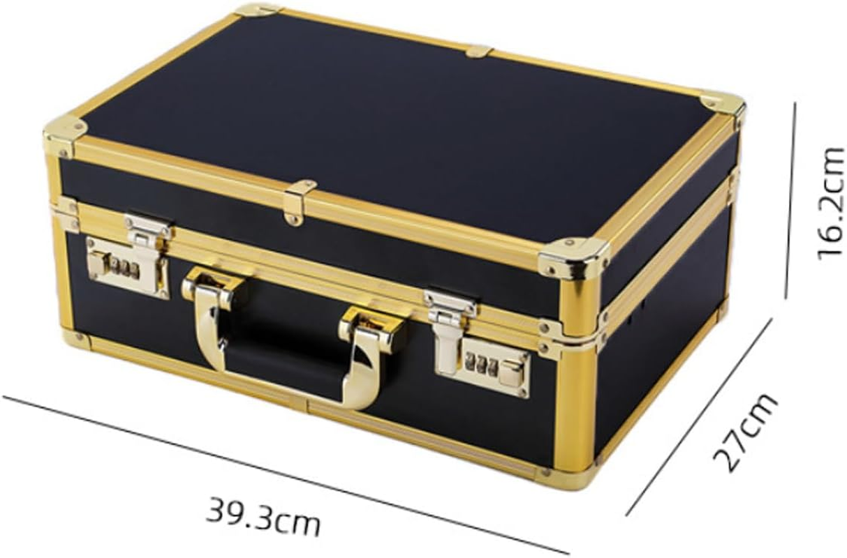 Namolit Hairdressing and Makeup Lockbox Large Capacity Hairdressing Tool Storage Bag with Password Lock Multi-Functional Storage Toolbox Gold image number 1