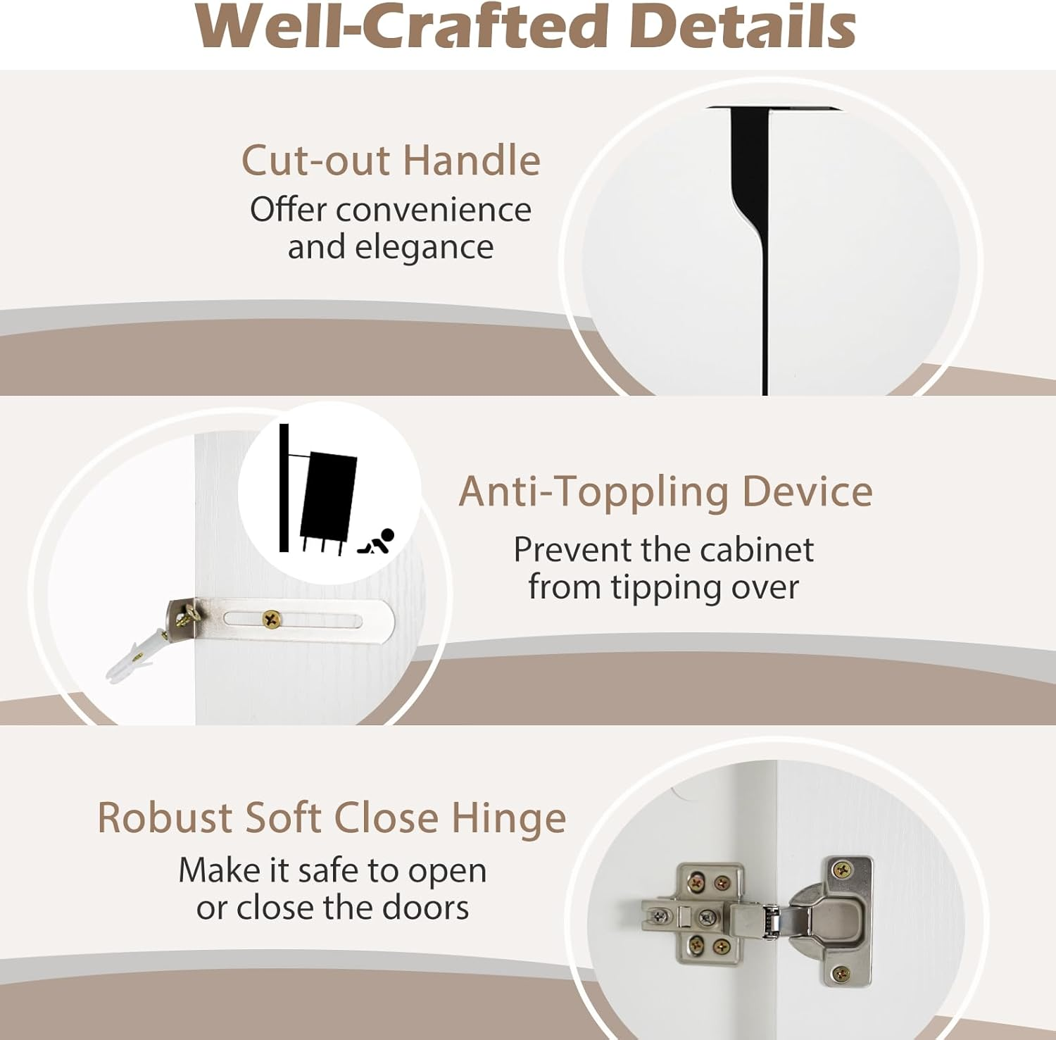 Giantex 106 Cm Sideboard Buffet Cabinet, Modern Kitchen Storage Cabinet W/ 2 Doors & Adjustable Shelves, Anti-Toppling Kit, Coffee Bar Cabinet for Kitchen, Entryway, Dining Room image number 2