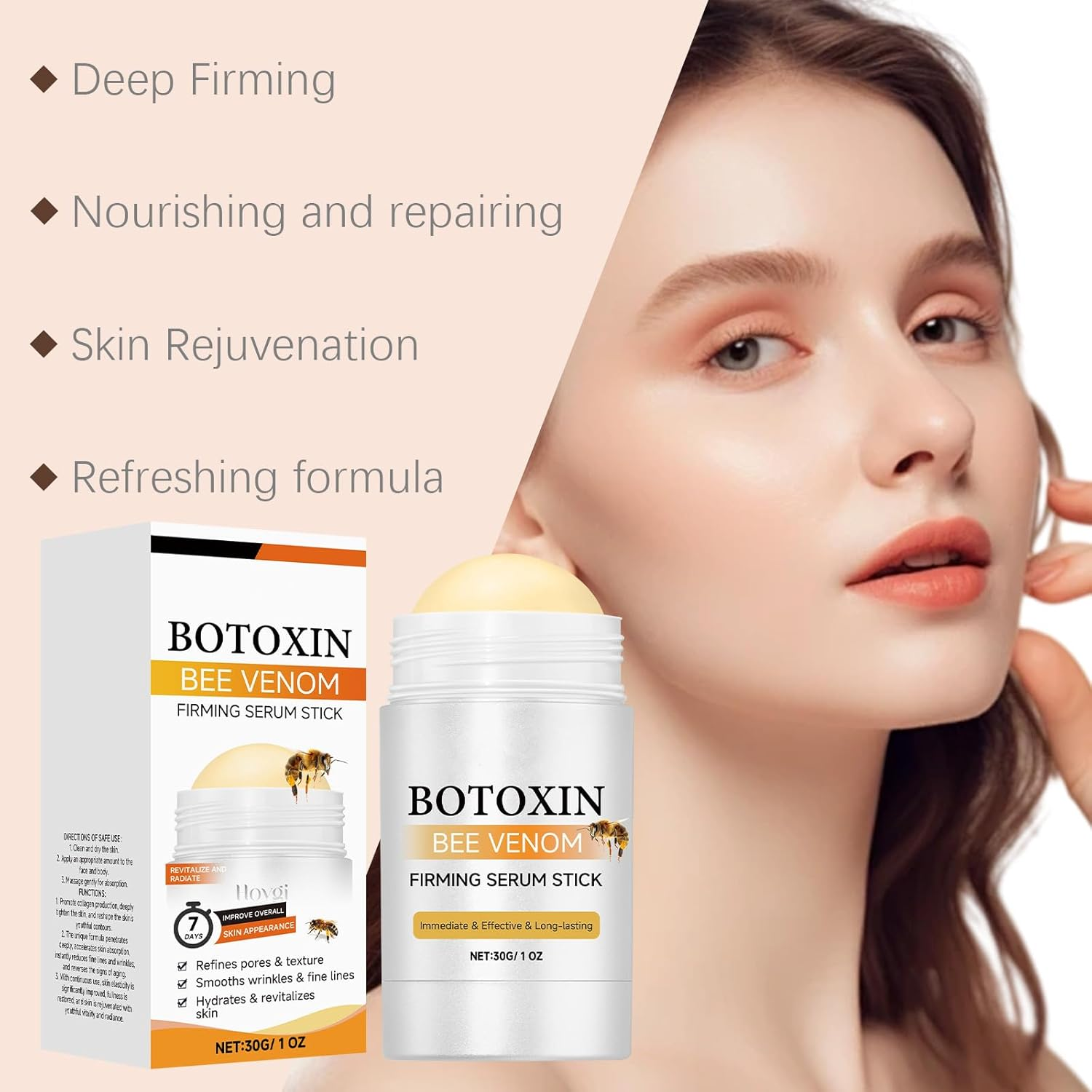 Flysmus Bee Venom Firming Serum, anti Aging Moisturizer for Face, Firming Moisturizing Cream, Wrinkle Removal Lift and Firm Cream, Plumps and Firms Skin, Natural Serum for All Skin Types (6Pcs) - 1Pcs image number 5