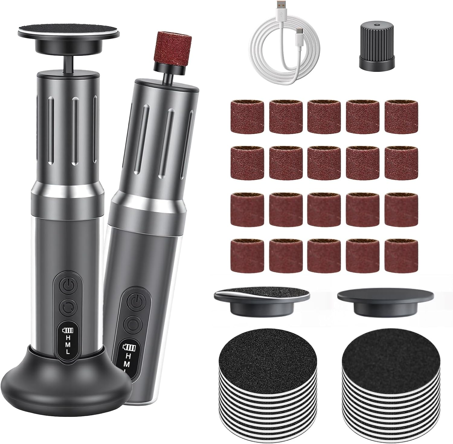 Glovios Electric Callus Remover with LED Display, 2 in 1 Professional Callus Remover Set with Foot Files and Nail Polisher, 6 Speeds, Foot Care Set for Dead Hard Skin image number 4