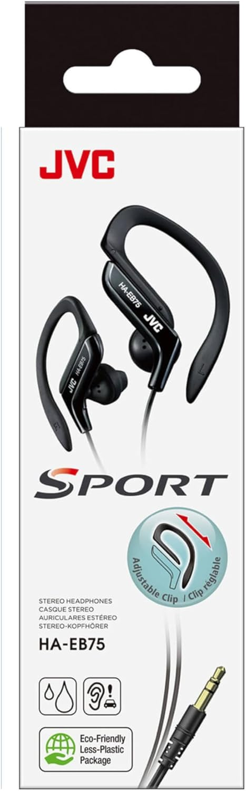 JVC HA-EB75-BN-U Ear Clip Sports Headphones - Splash Protection IPX2, Black image number 4