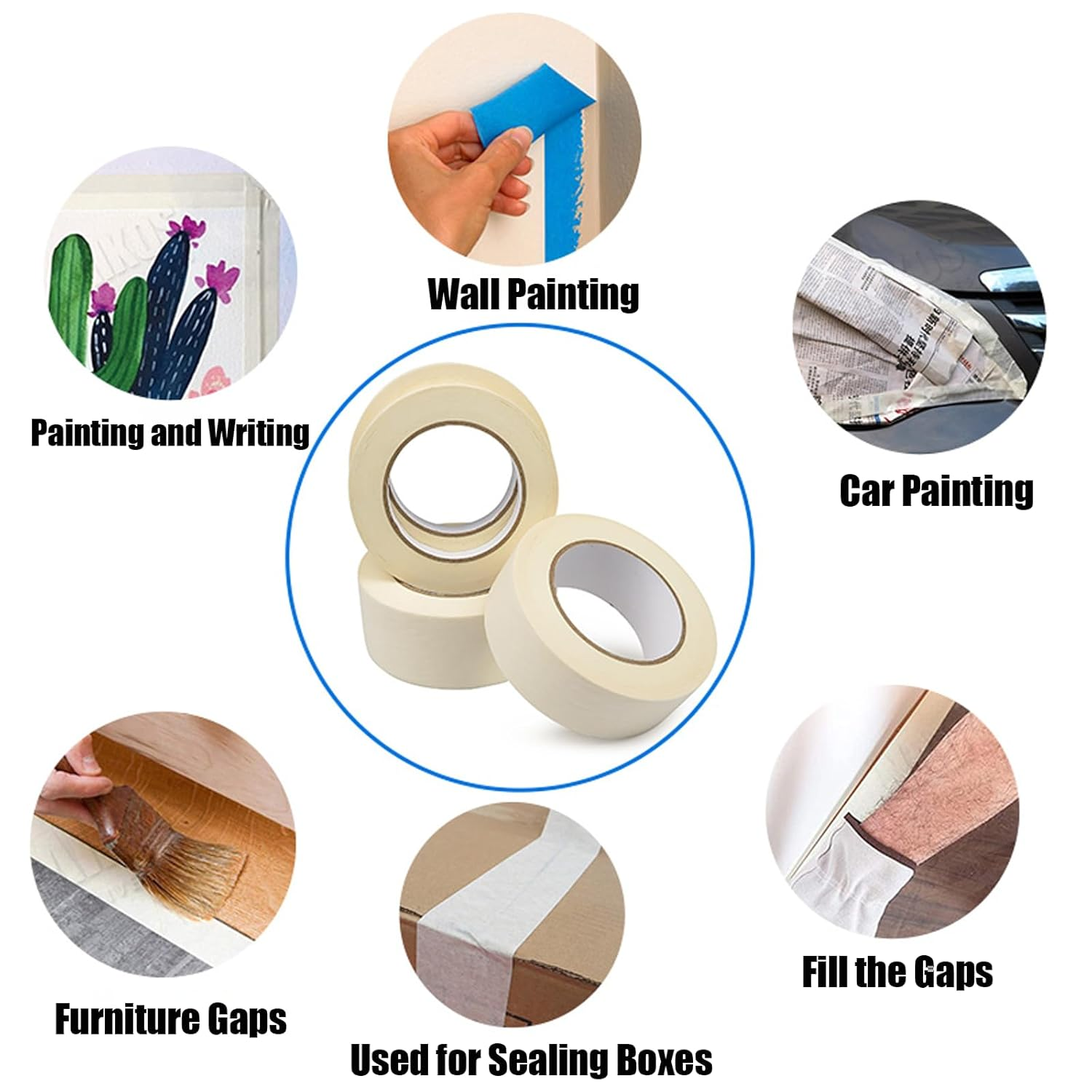 1Cm*50M Masking Tape for Choice Indoor Outdoor Painters Tape for Painting and Decorating