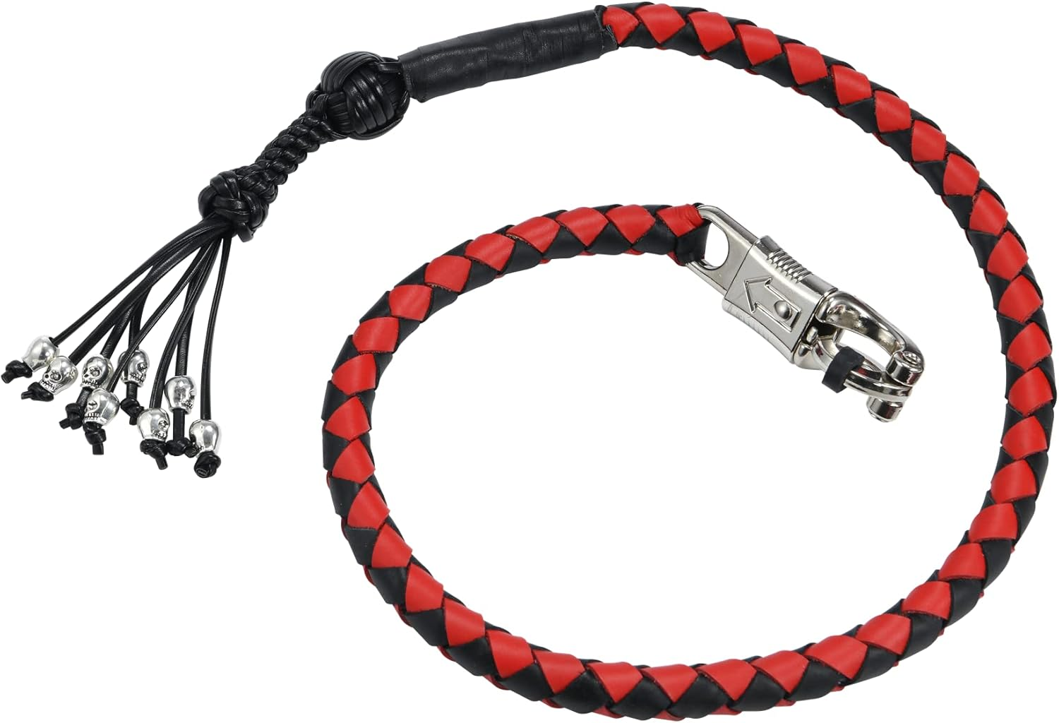 Biker Whip 42" Motorcycle Get Back Whip, Handlebar Accessories for Motorbike, Genuine Leather Whips for Motorcycles