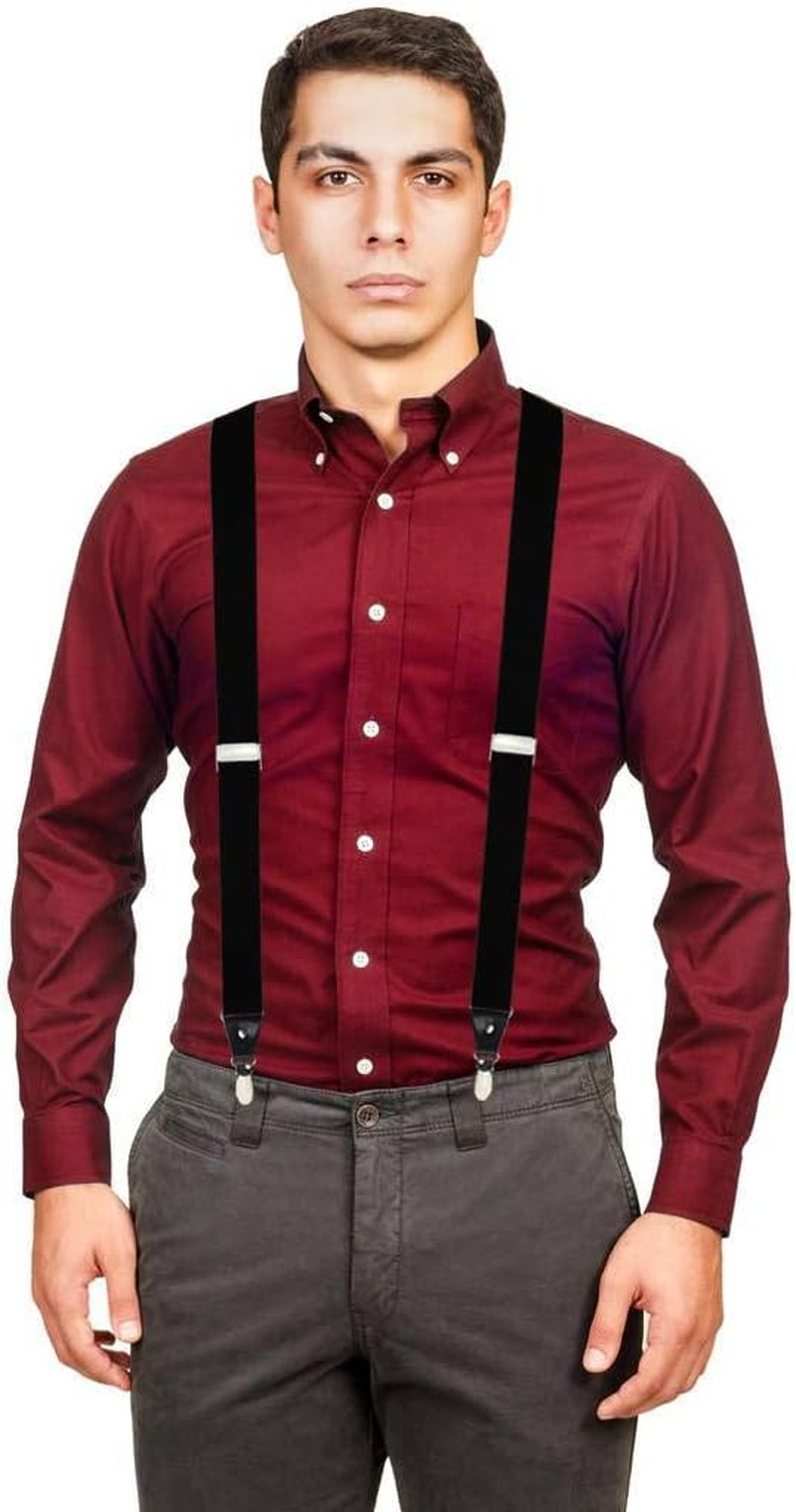 Moulen Men'S Y-Back 1.4 Inches Wide 4-Clips Adjustable Suspenders image number 1