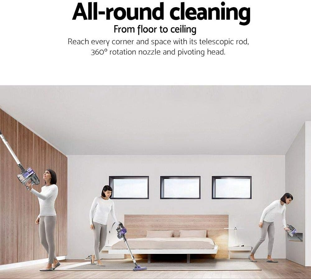 Devanti Stick Vacuum Cleaner, Corded Handheld Hand Held Strong Suction Handstick Bagless Car Vac Purple Compact Dustbuster Sweeper Dust Buster Portable for Home Car Stairs, Purple image number 3