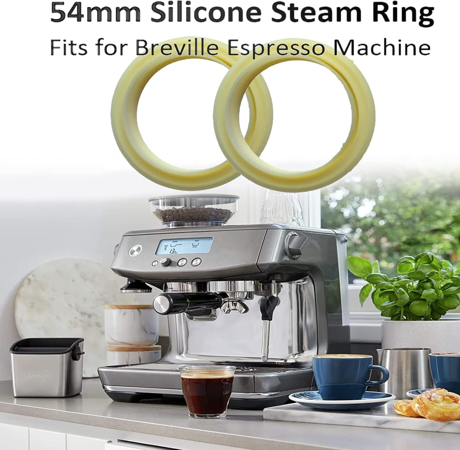 2-Piece Coffee Machine Brewing Head Sealing Gasket, 54Mm Silicone Steam Ring Replacement Parts, Compatible with Breville - BES810 BES840 BES860 BES870 BES860/02.6 SP0001474 image number 1