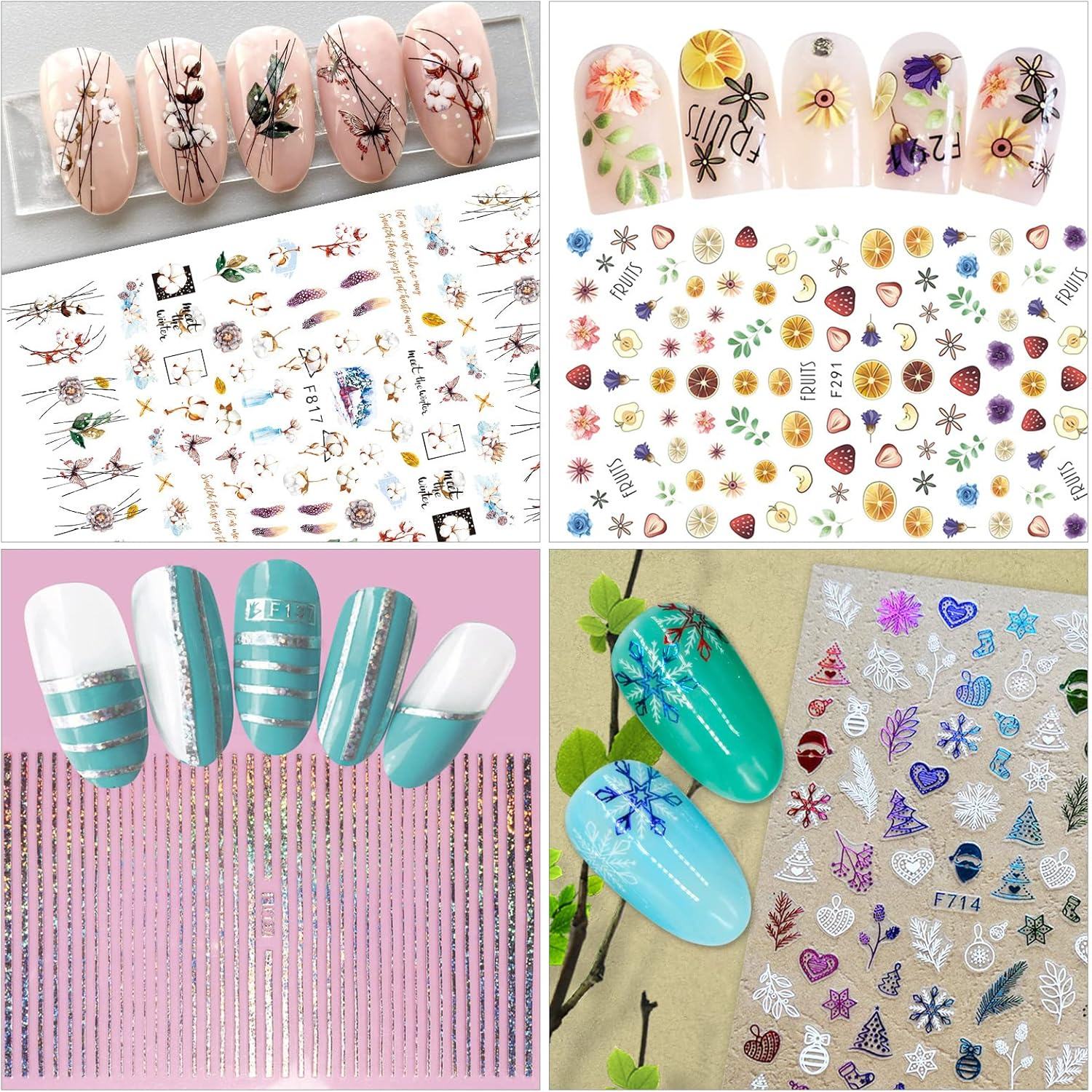 Nail Stickers, 24 Large Sheetsstickers for Nails, Self Adhesive Nail Art Sticker Decals for Women Kids Girls image number 6