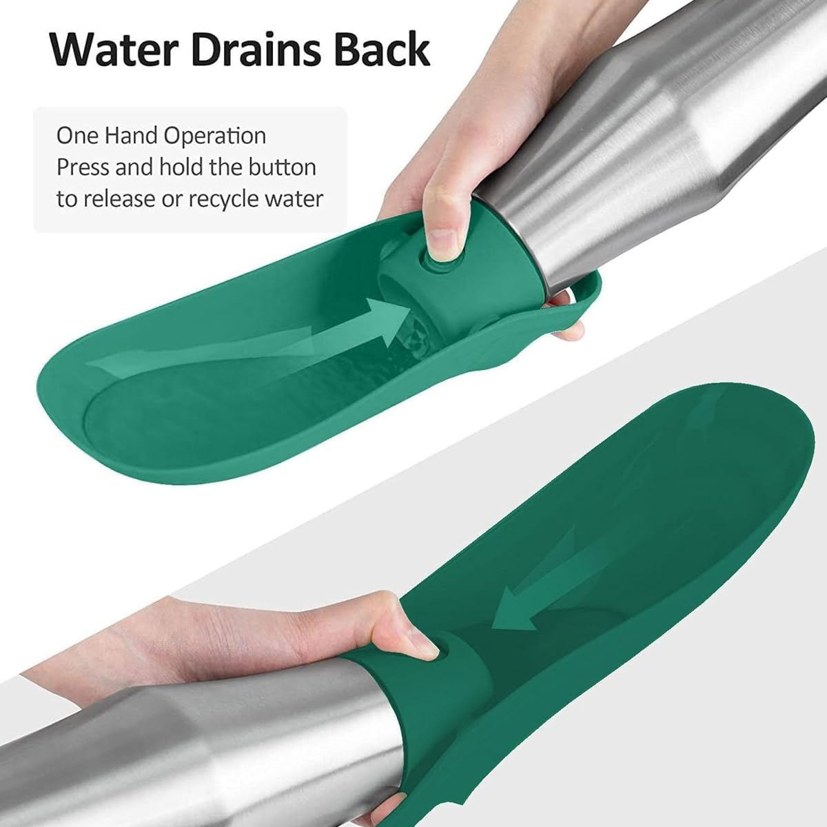 AIMALL Portable Stainless Steel Pet Water Bottle &ndash; 12In Outdoor Travel Dog Water Cup with PP Lid for Cats and Dogs, Leakproof Kettle for Hiking and Walking, Green image number 6