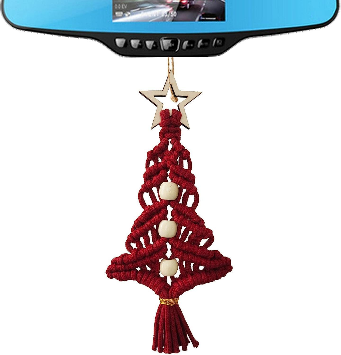 Christmas Hanging Ornaments | Christmas Tree Shaped Knitted Ornaments Hanging Decorations | Bohemian Christmas Decorations Pendant Ornaments image number 6