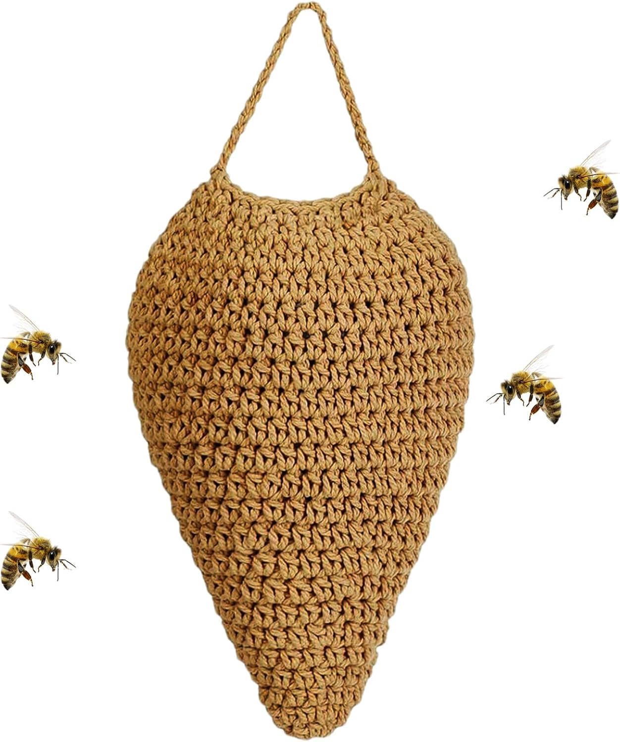 Decoy Wasp Nest,Fake Bee Hive - Artificial Crochet Decoration for Garden Porch Orchard Backyard Outdoor Farm Picnic Camping