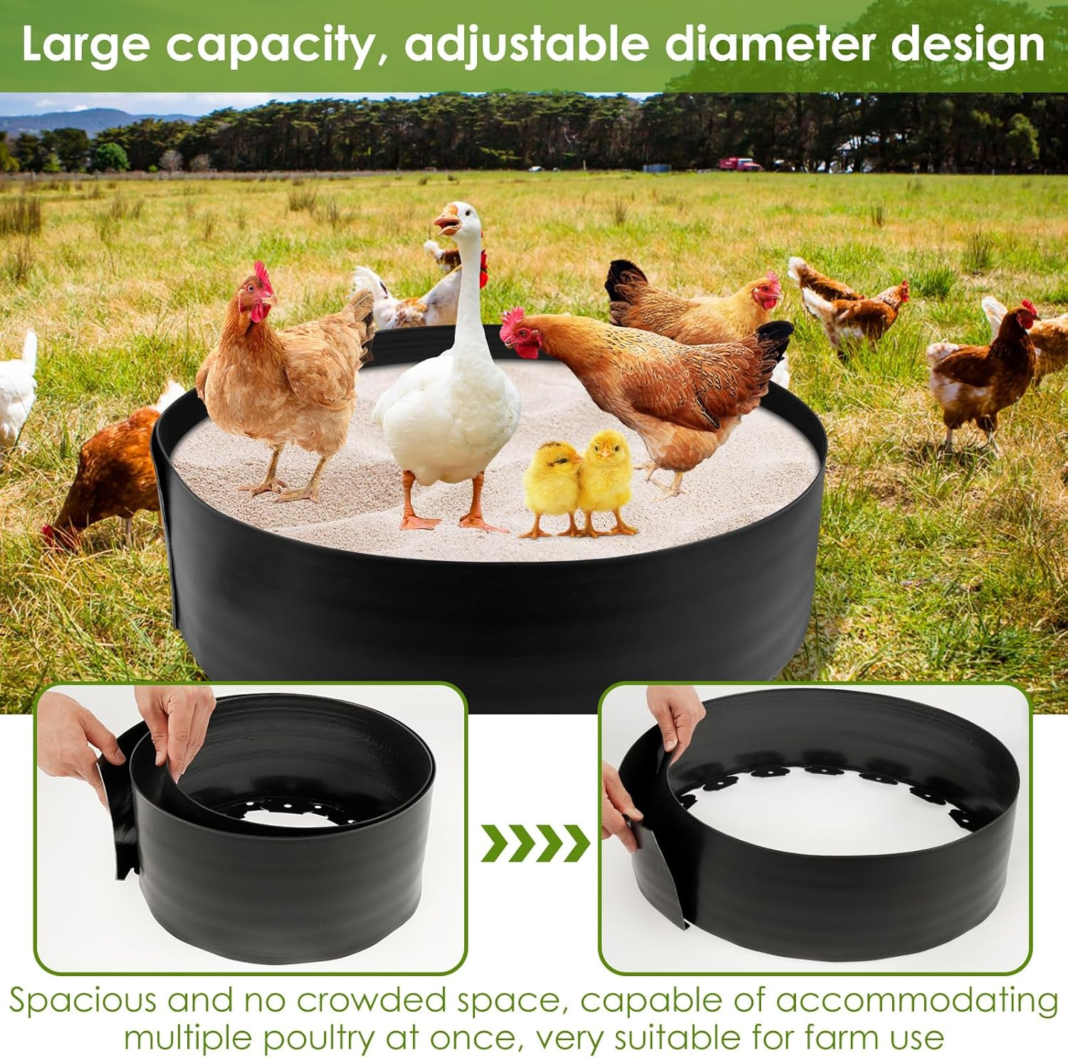 Chicken Dust Bathtub Bottomless PE Chicken Dust Bath Containers Adjustable Chick Accessories image number 2