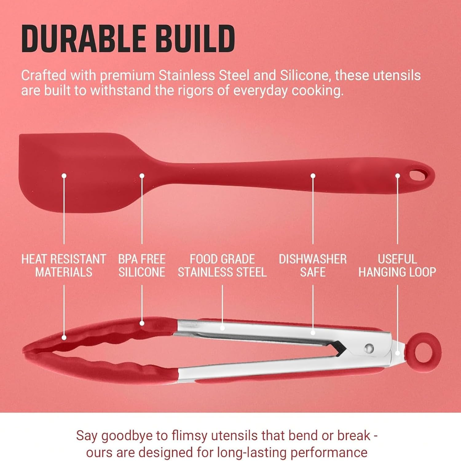 GHQHSQ Tongs for Cooking - Heat Resistant 600 Degrees Stainless Steel Kitchen Tong,Heavy Duty Metal Locking Tongs - Perfect for Food,Salad and BBQ Set of 4 (7",9" and 12") image number 1