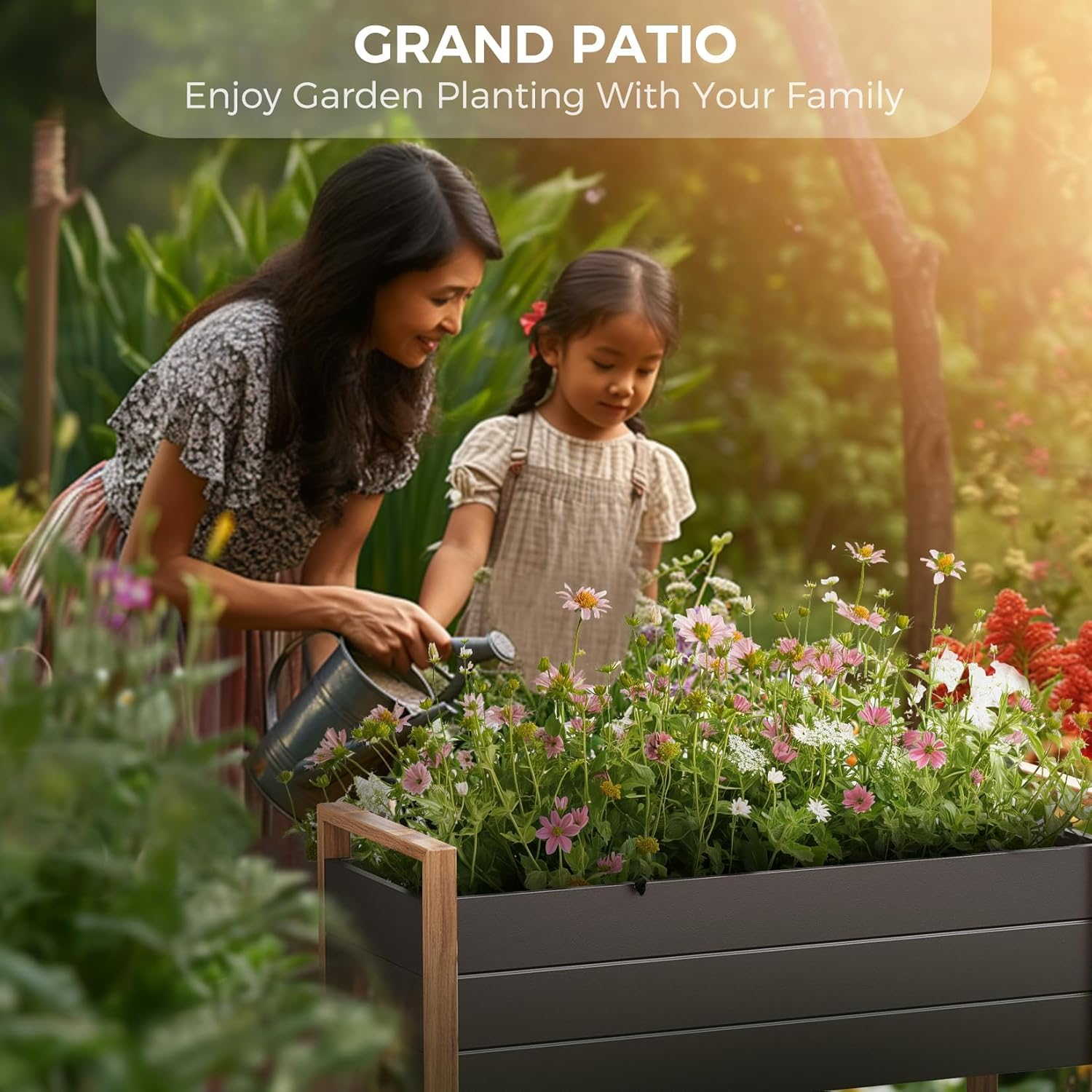 Grand Patio Raised Garden Bed, Metal Planter Box with Legs and Drainage Holes, Weather-Resistant Elevated Plant Containers for Vegetables, Flowers, Herbs, Outdoor Gardening Supplies (100&times;38&times;91Cm) image number 1