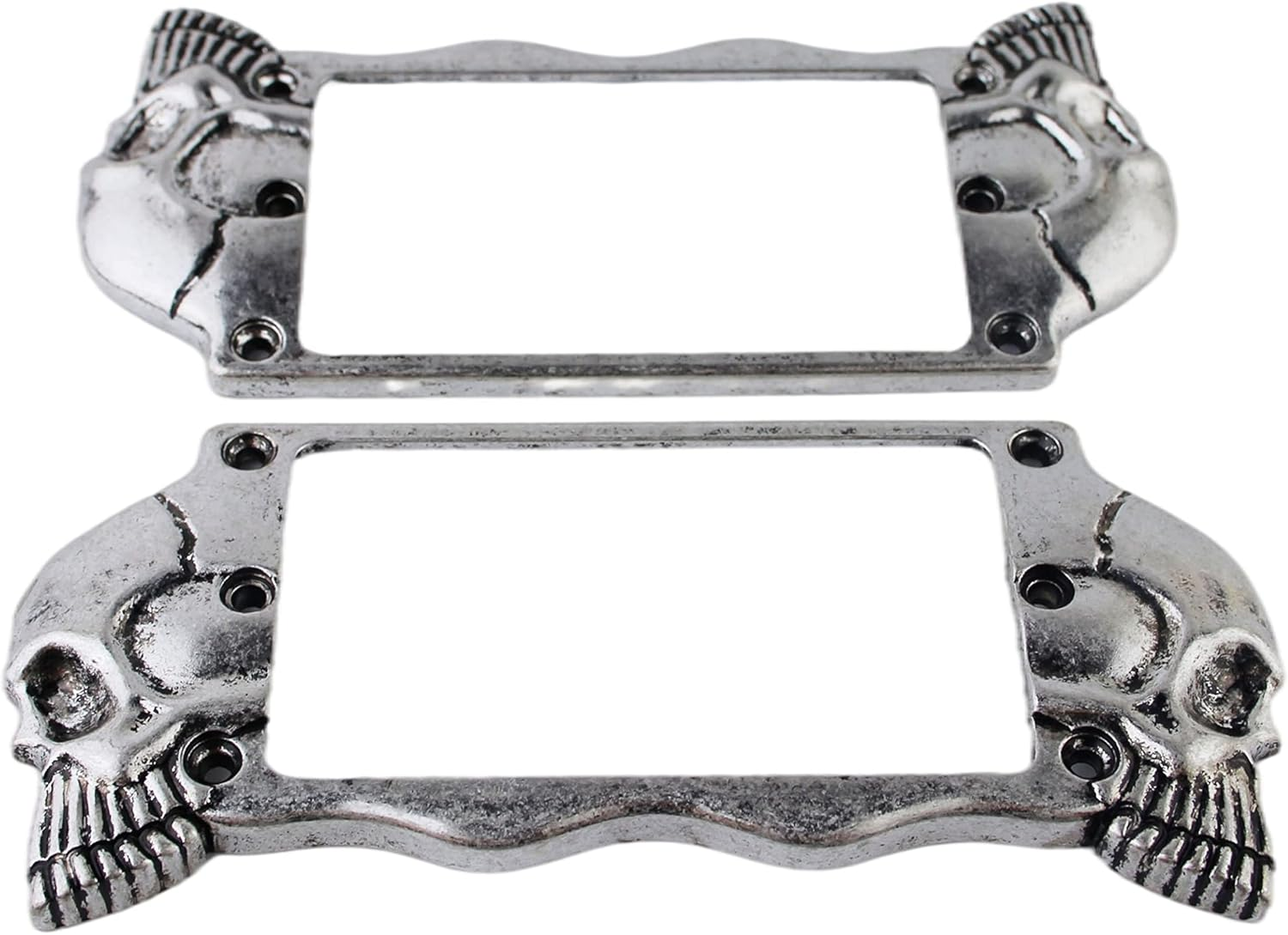 Guyker Flat Metal Humbucker Pickup Mounting Ring Set - Bridge Neck Pickups Cover Frame Replacement Part for Electric Guitar or Precision Bass(2Pcs, Chrome)