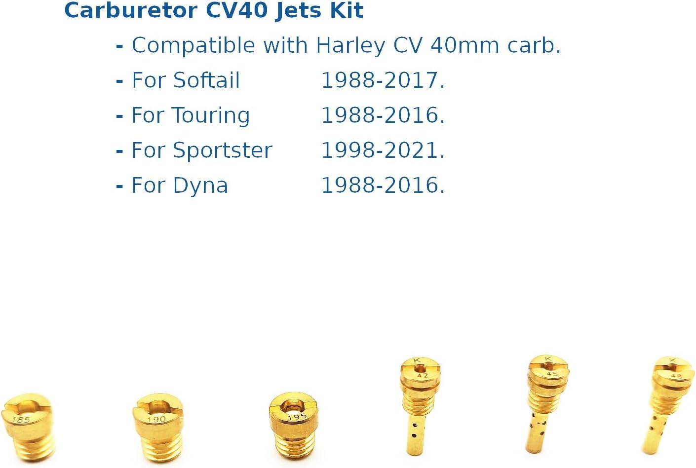 Carburetor CV40 Main Jet 185 190 195 Slow Jet 42 45 48 Compatible with Harley Sportster Softail CV 40 Carb image number 4