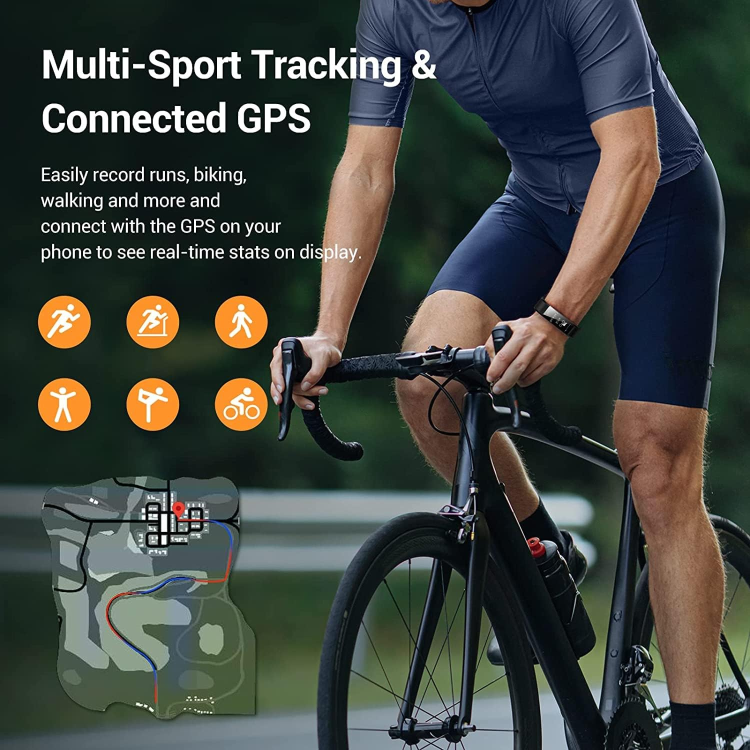 Septoui Fitness Bracelet Tracker with Heart Rate Monitor Blood Pressure Fitness Watch Waterproof IP68 16 Sports Modes Pedometer Calorie Counter Heart Rate Monitor Activity Tracker Women Men Children - Green (Green 2) image number 5