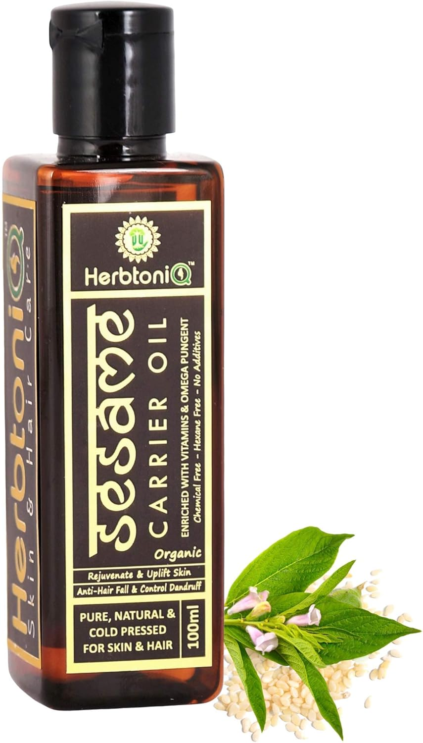 Herbtoniq Organic Sesame (Sesamum Indicum) Cold Pressed Carrier Oil for Moisturizing, Healing, Dry Skin, Nail & Hair Care (100Ml, 3.38 Fl Oz) image number 2