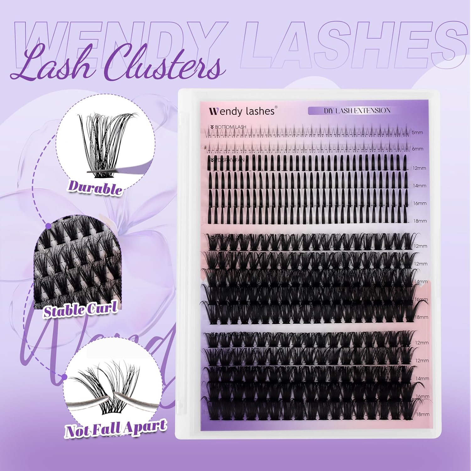 WENDY Lash Clusters Spikes Eyelash Clusters Bottom Lashes Volume Cluster Eyelash Extensions DIY Manga Cluster Eyelash at Home（Spikes-80D+100D-D-12-18Mm） image number 3