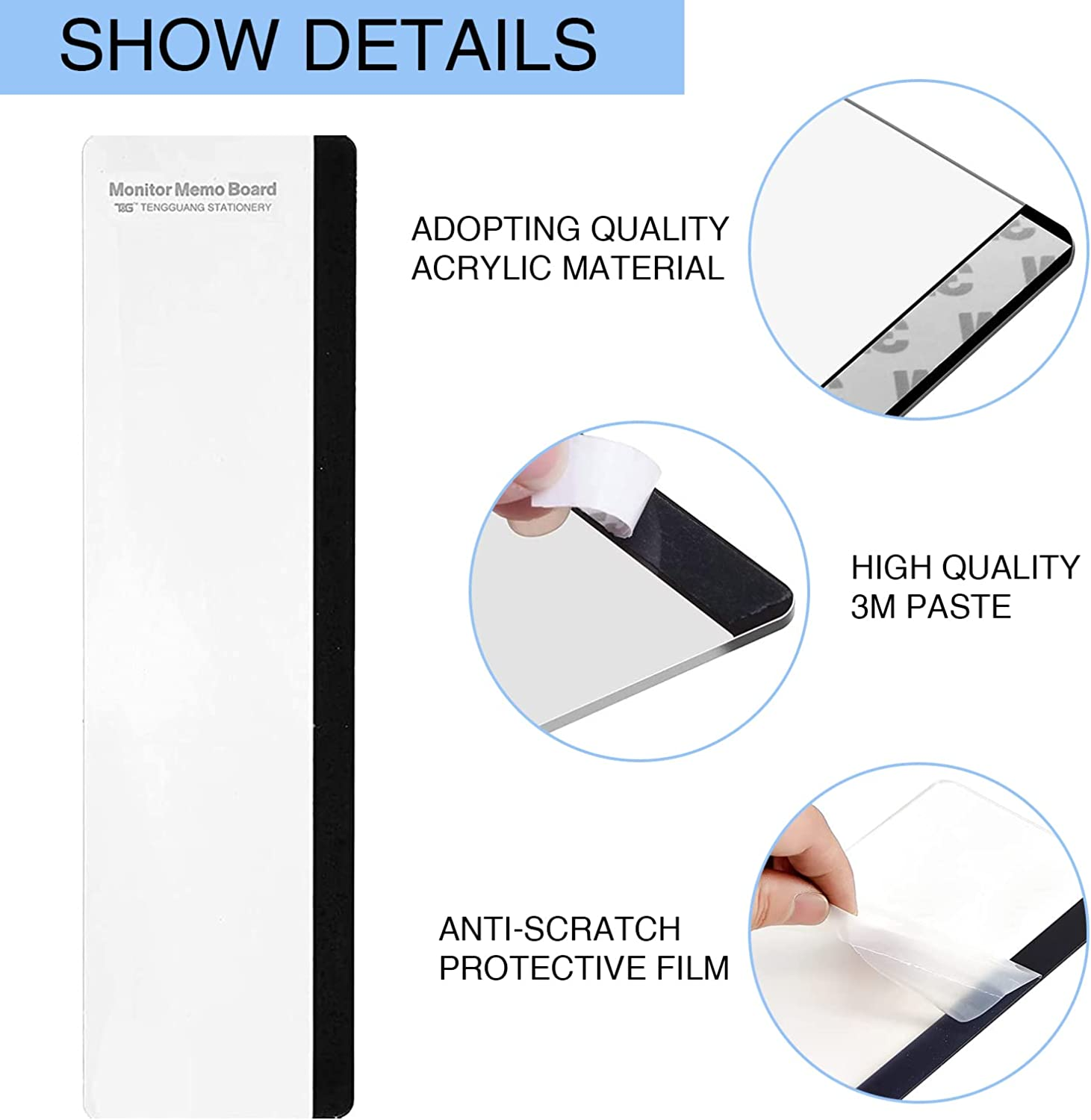 Office Desk Accessories 2Pcs Multifunction Computer Monitor Memo Board - Transparent Computer Side Panel Memo Creative Monitor Side Panel Suitable for Office Home Desktop image number 1