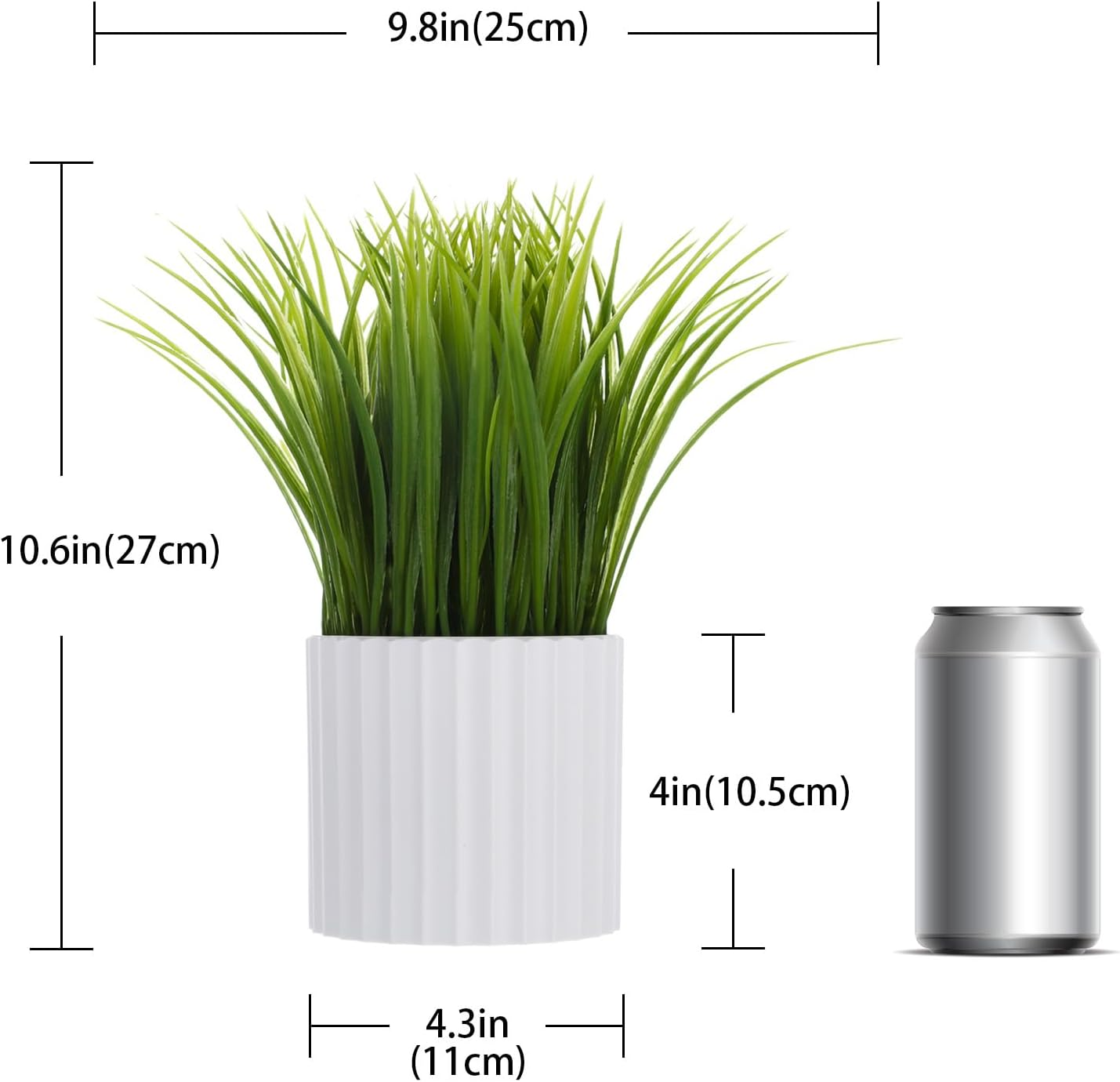 Artificial Plant Wheat Grass &ndash; Fake Potted Plant Indoor Plant Artificial Grass Plant Decor for Home and Office (10&rdquo;, Grass), Ag10P