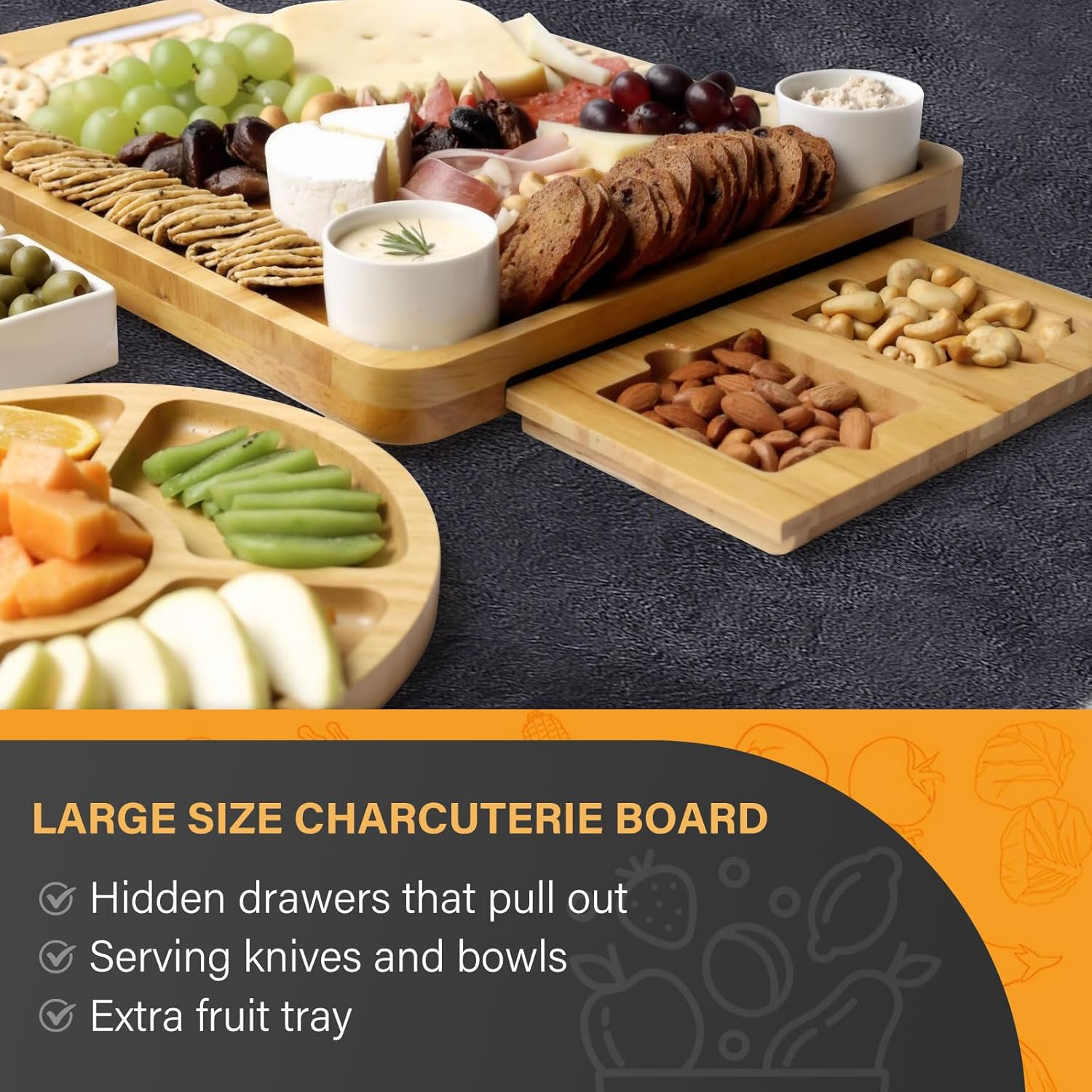 Rule Lie Cheese Board - House Warming Gifts for New Home, Unique Bamboo Charcuterie Boards Set with Knife Set & Accessories, Wedding & Birthday Present for Women, Serving Platter Tray for Wife Her Mum