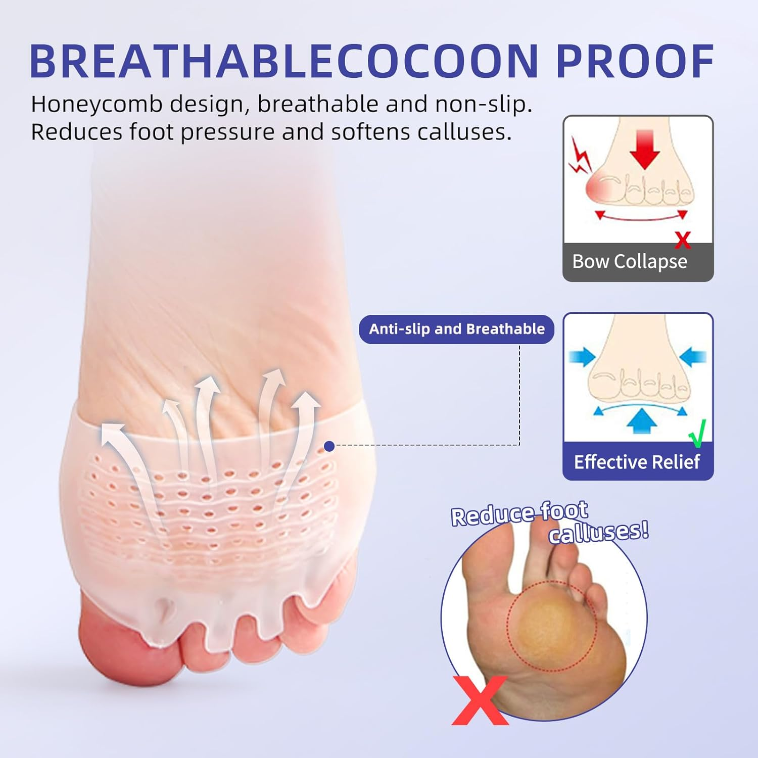 Hewaomm Adjustable Hyggear Silicone Toe Separators, 2 Pairs Spacers Bunion Corrector for Women Men, Ball of Foot Cushions for Overlapping Hammer Big Toes image number 1