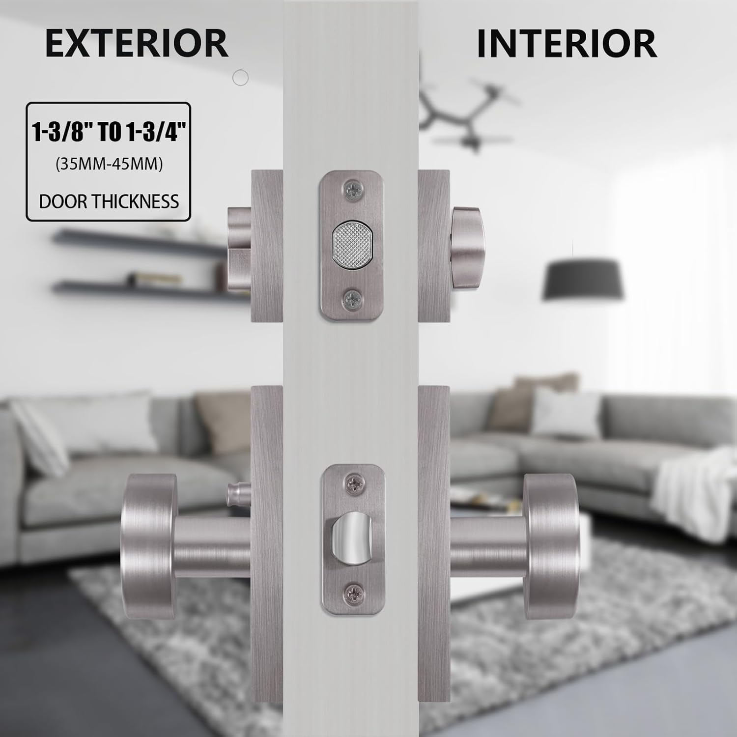 HIEMEY Brushed Nickel Door Knob with Deadbolt, Single Cylinder Deadbolt and Door Knob Set image number 4