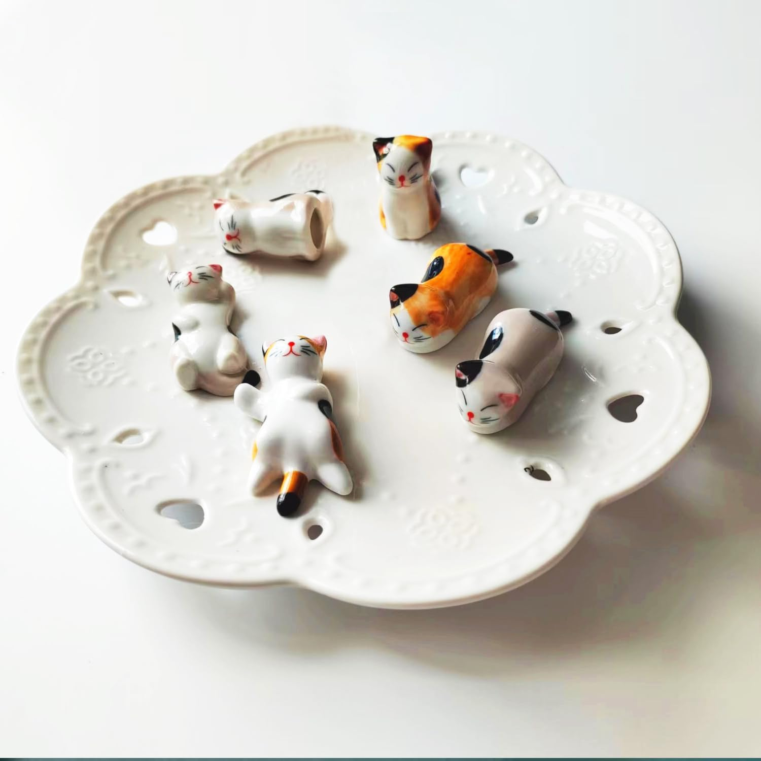 TRUEGOOD Cute Cat Chopsticks Rest Dinner Spoon Stand Knife Fork Holder, Valentine'S Day Present (6Pcs Mixcolor) image number 3