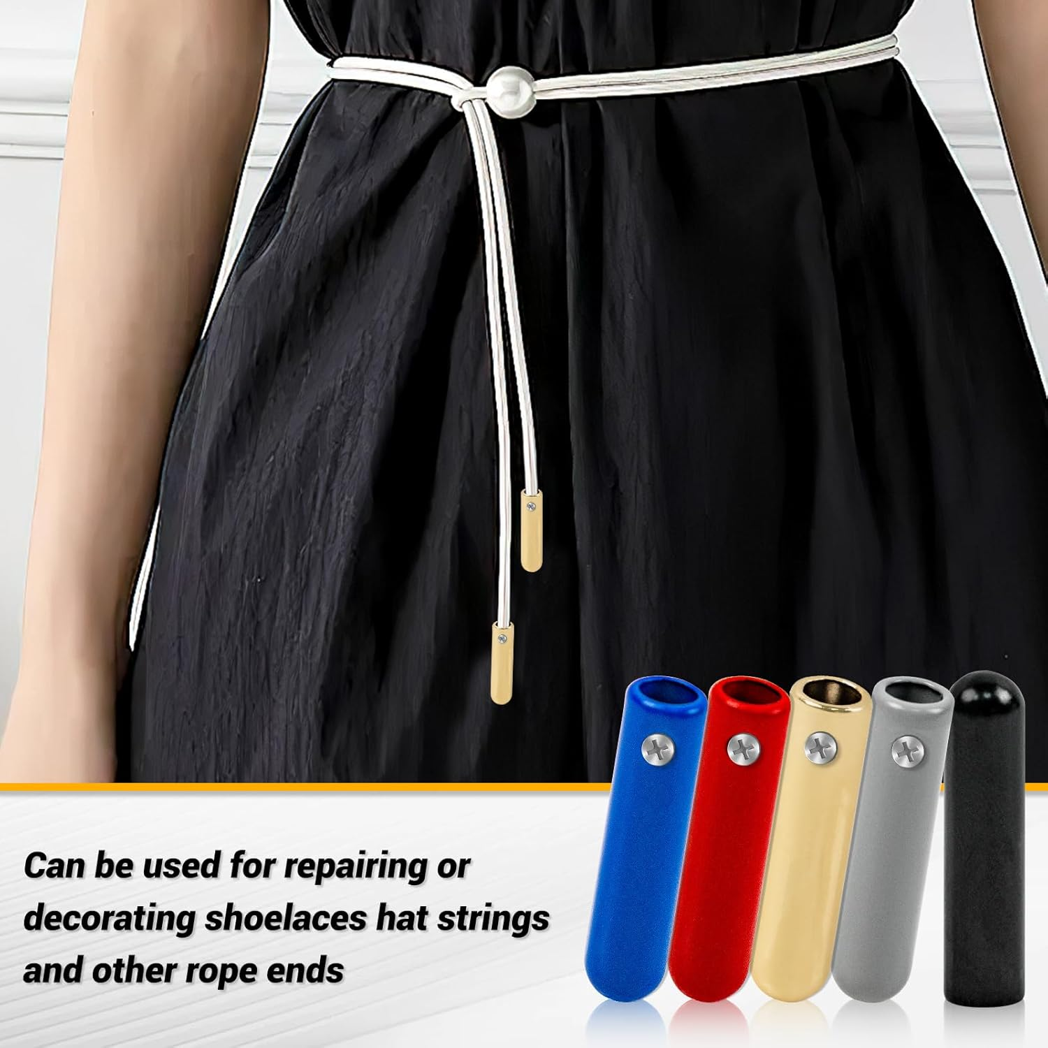 30 Pcs Shoe Lace Ends Tips, 5 Colors Metal Aglets, for DIY Replacement Caps for Shoe Laces Ends, Canvas Hoodies