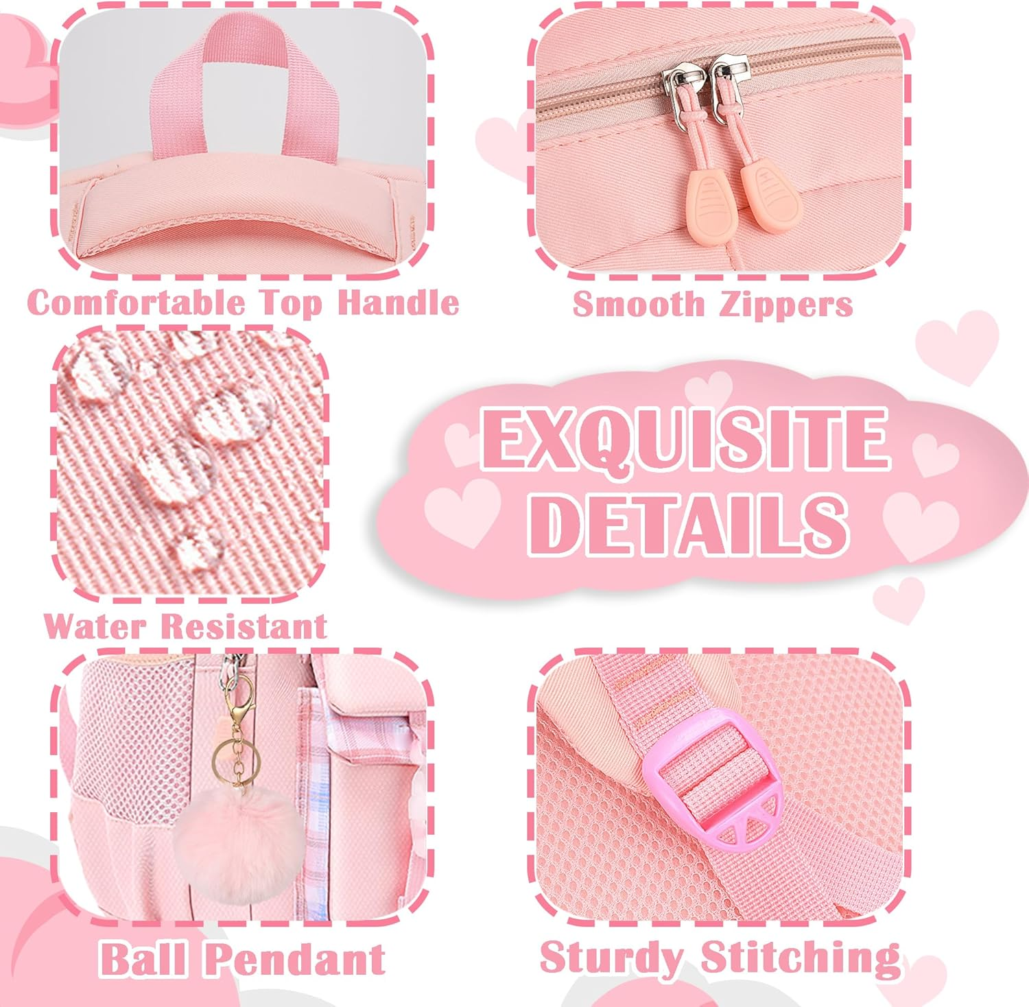 Lifelix School Backpack for Girls Kids Cute Pink Bookbag for Elementary Middle Schoolbag Backpacks Ages 6-14