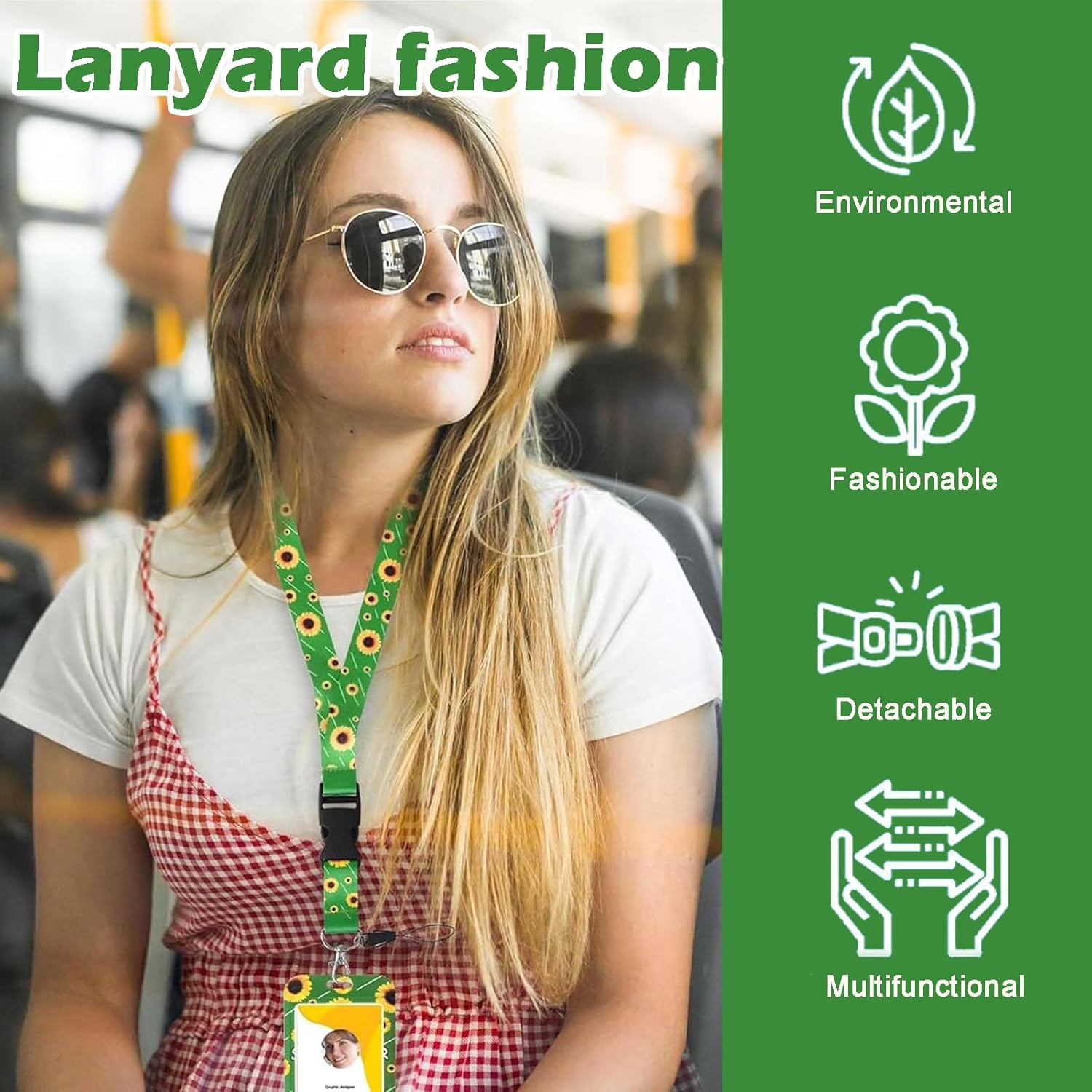 Treayes Lanyard with ID Card Holder, Sunflower ID Card Holder - ABS Plastic Badge Holder for Work, Events, Healthcare Workers, Teachers and Stylish Office Accessories image number 4