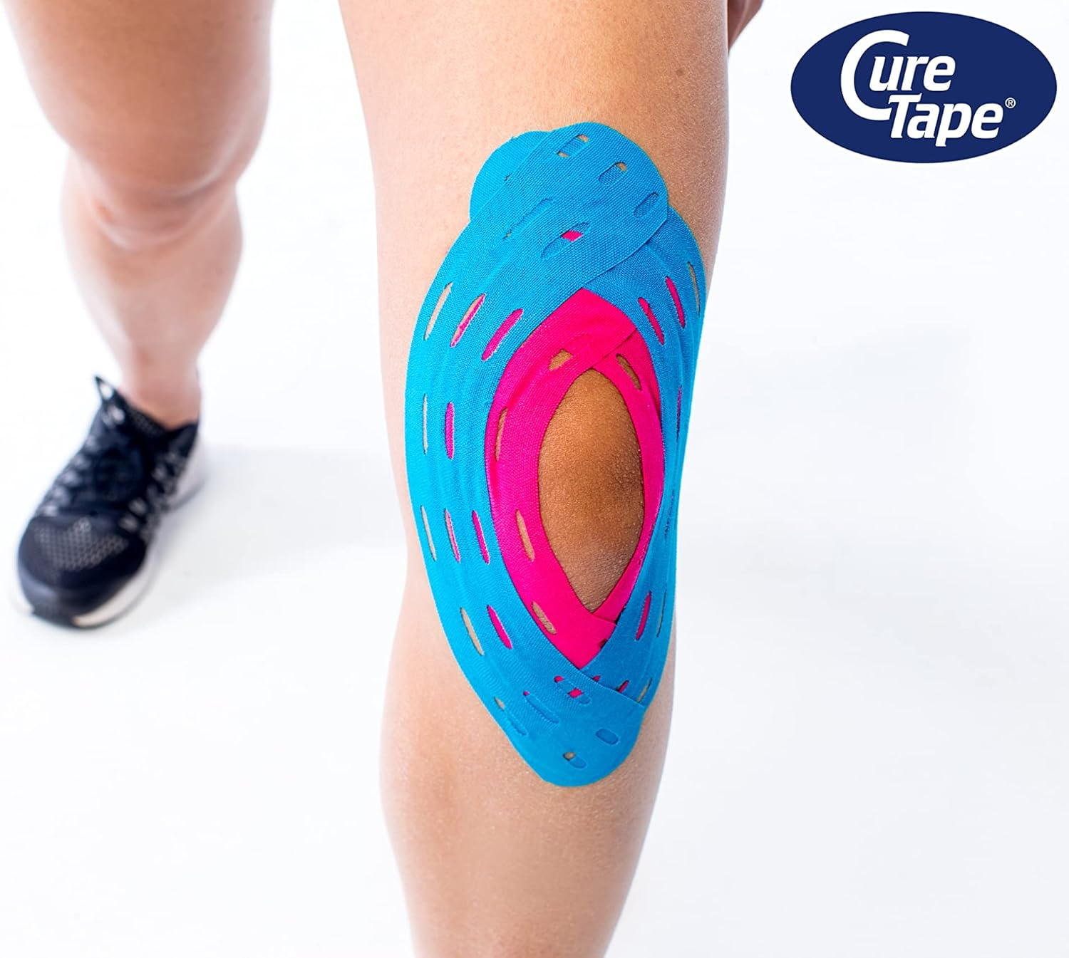 Curetape&reg; Sports Kinesiology Tape | 30% Stronger Adhesion for Extreme Sporting Conditions | Waterproof & Quick Dry Viscose | Recover Faster, Train Harder! (Blue) image number 1