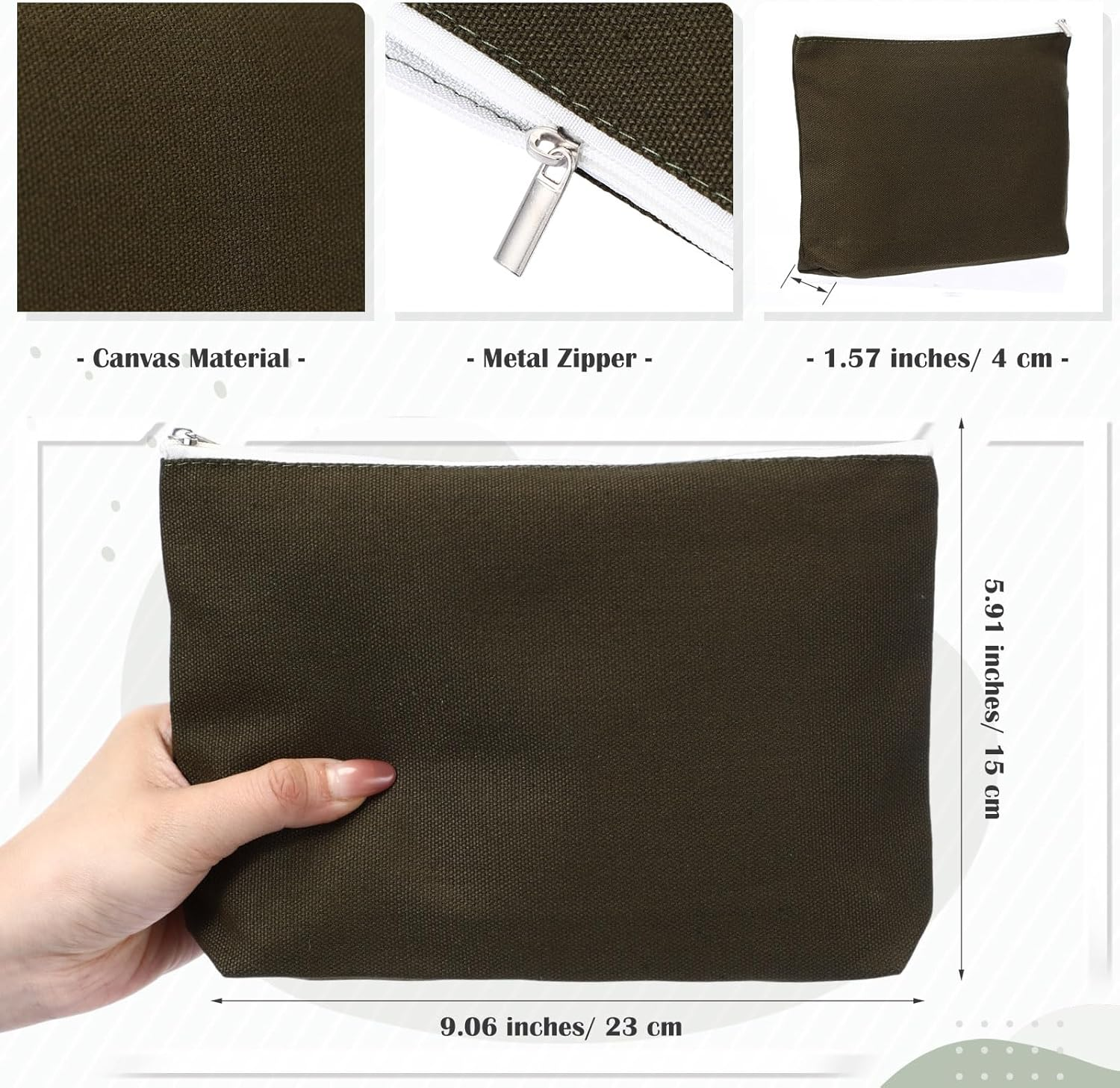 Reginary 10 Pcs Valentines Canvas Makeup Bags Bulk for Women Travel Toiletry Cosmetics Bags Blank DIY Pencil Pouch, Gift for Valentines Patrick'S Day Wedding Bridal Shower Coworker(Macaron Color) - Macaron Color image number 5