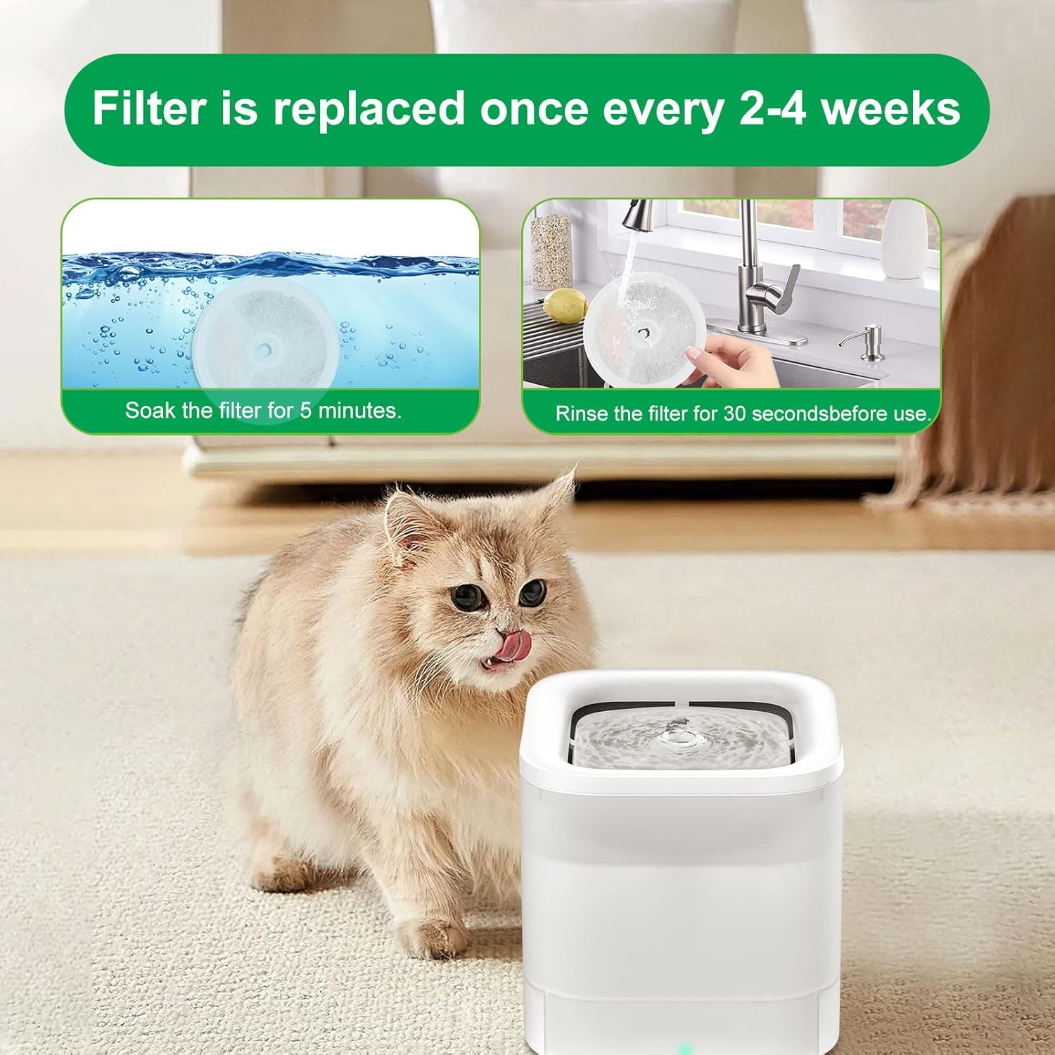 Pack of 5 Cat Fountain Filters and 5 Pump Sponge, Improved Filter Units 3.0 with Resin and Activated Carbon for 2L/1.8L Automatic Intelligent Cat Fountain (Ever Weet 2S/3/3 Pro/Solo/Solo SE) image number 4