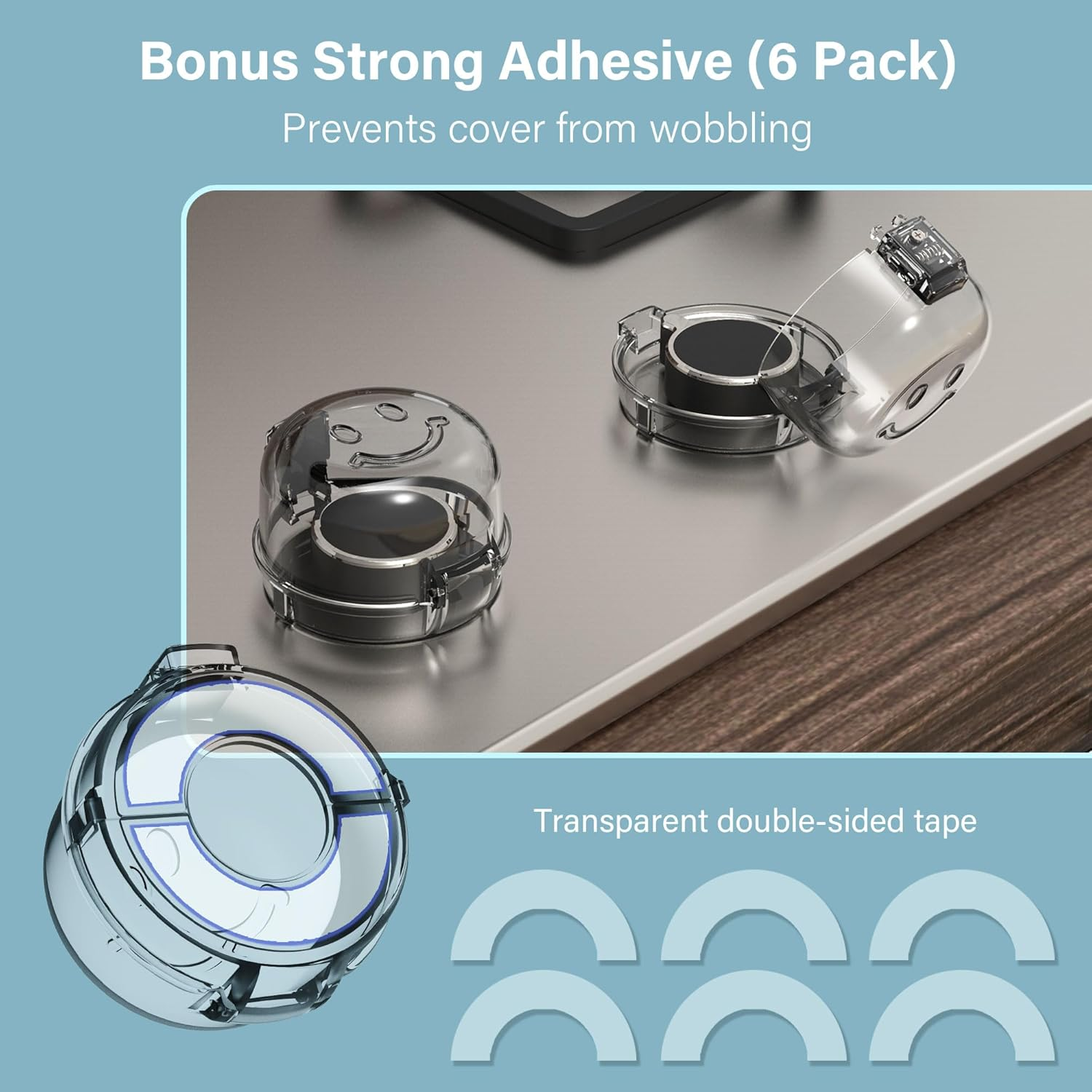 Heart of Tafiti Stove Knob Covers for Child Safety, Gas Stove Knob Covers Large,Transparent Design, 5 Pack, Kitchen Safety Guards for Kids, Baby, Toddler, Clear Oven and Gas Knob Cover image number 5