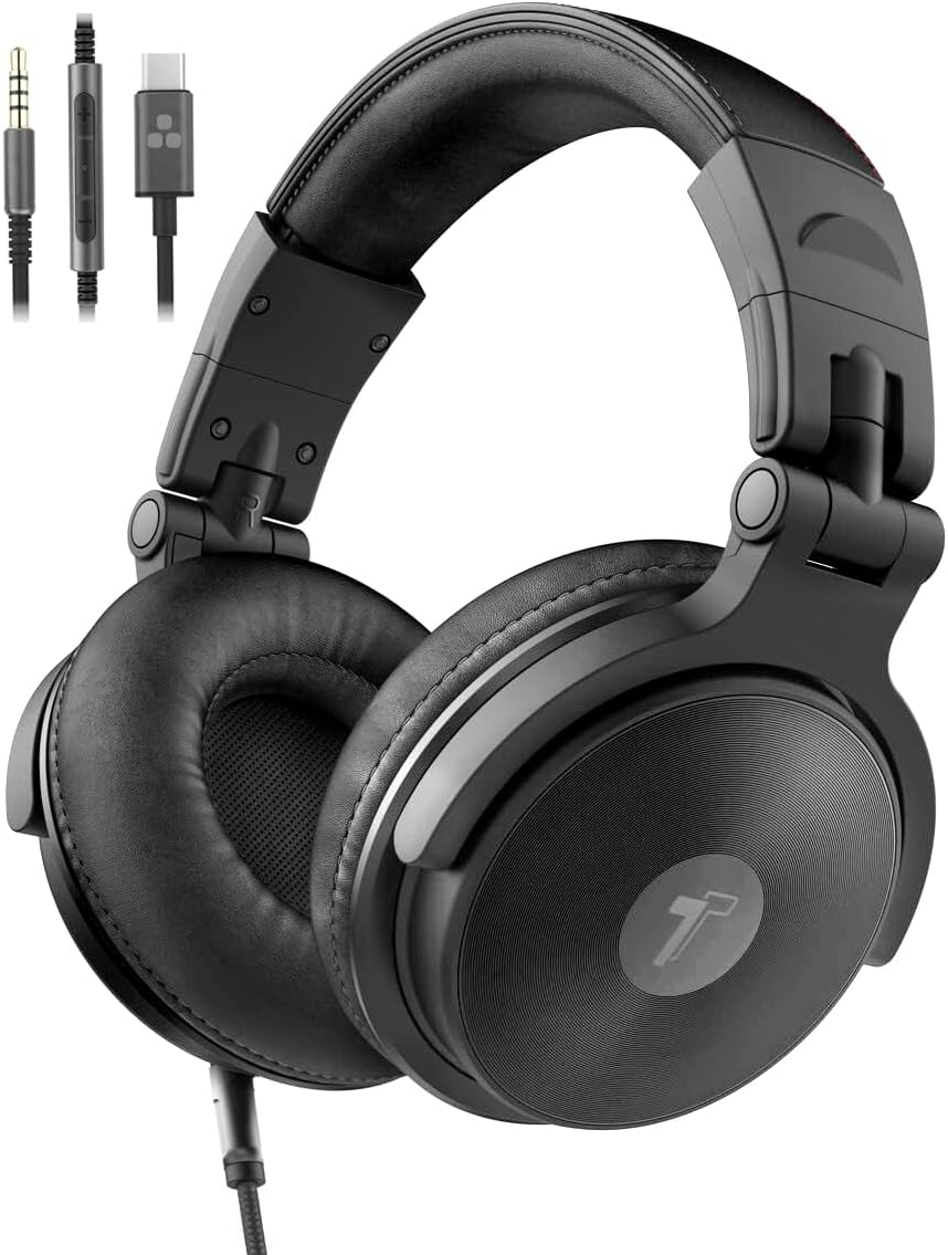 Encased Thore over Ear Iphone 15 Wired Type C Headphones with USB-C Connector &ndash; Closed Back Studio DJ Monitor Earphones (50Mm Neodymium Drivers) (V200 Black) image number 2