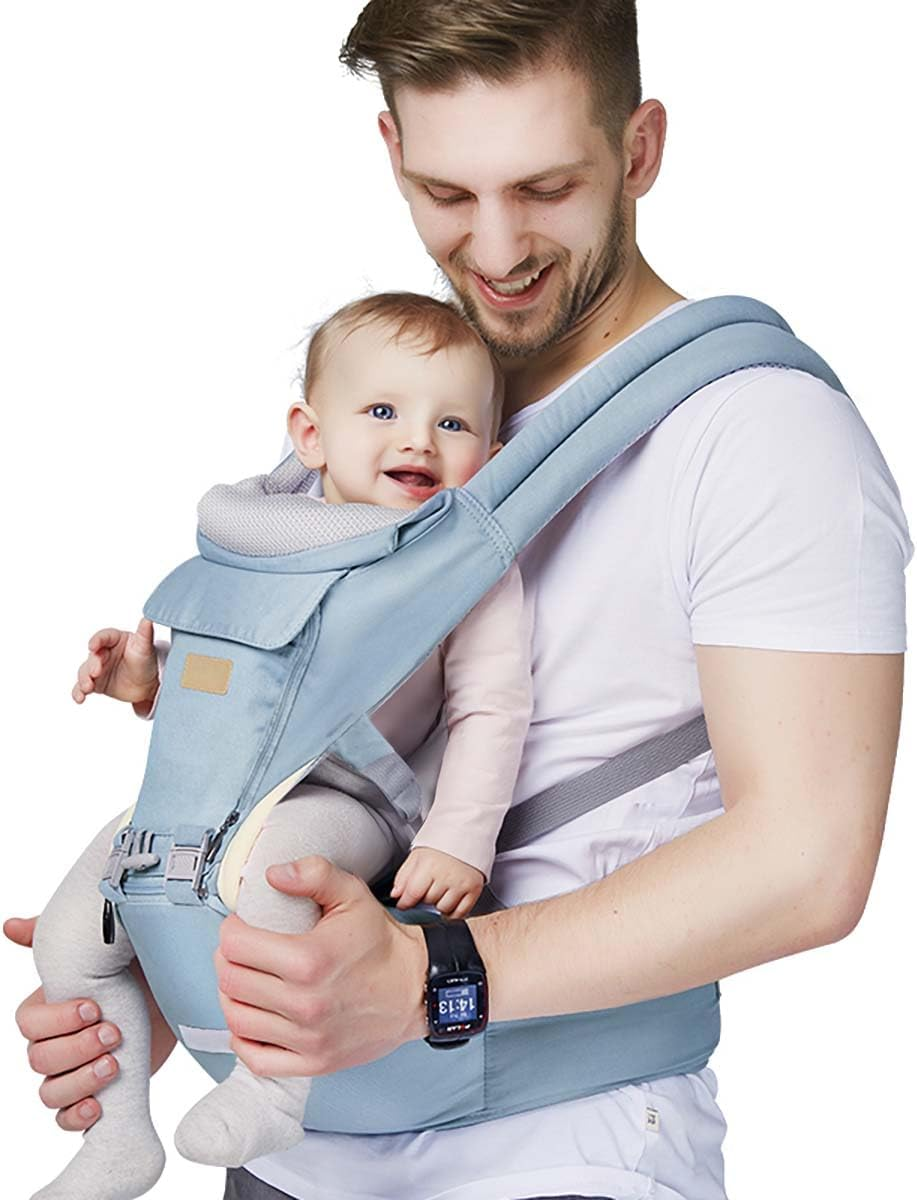 FRUITEAM Baby Carrier, 6-In-1 Baby Carrier with Waist Stool, One Size Fits All -Adapt to Newborn, Baby Hip Carrier for Breastfeeding, Infant & Toddler, Blue image number 6