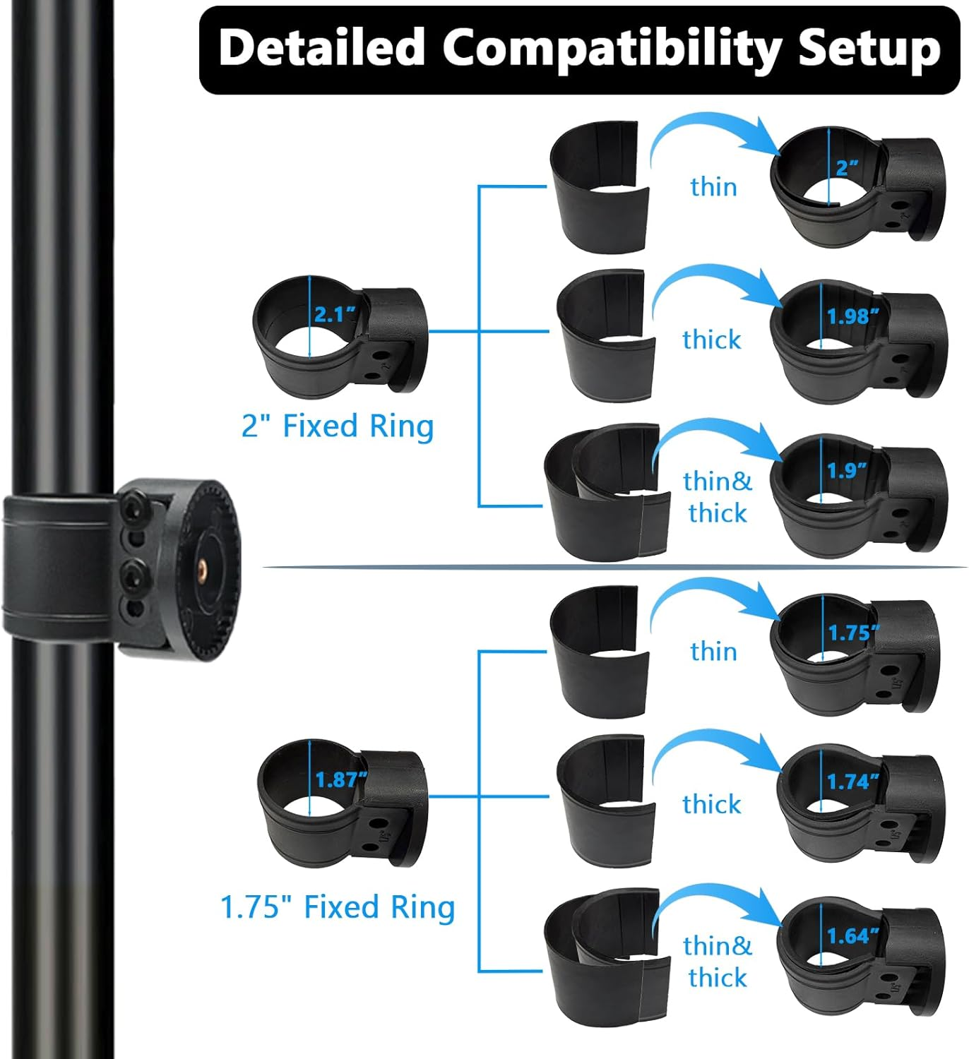 BETOOLL Adjustable Pair UTV Side Mirror Set 1.75 or 2Inch Roll Bar Cage Universal UTV Side View Mirrors High Impact